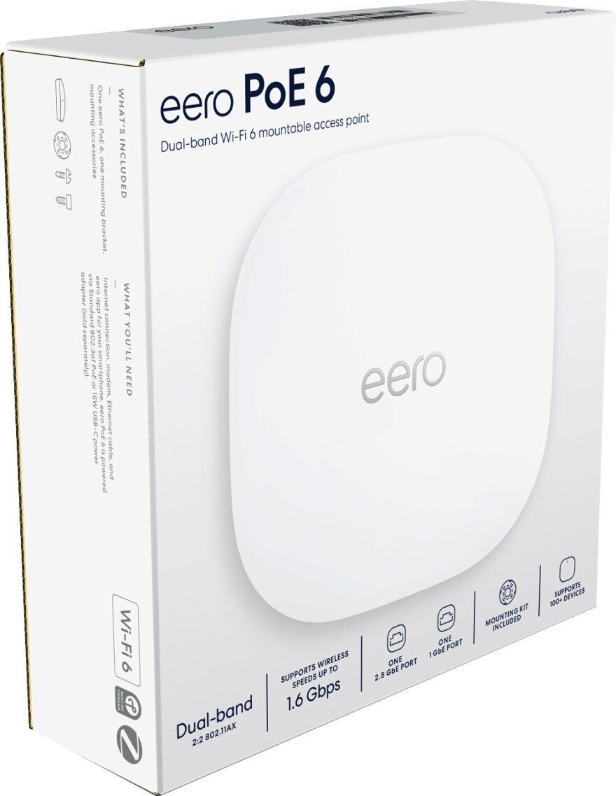Brand New Eero PoE 6 Ceiling/Wall-Mounted AX3000 Dual-Band Wireless AP (T011111)