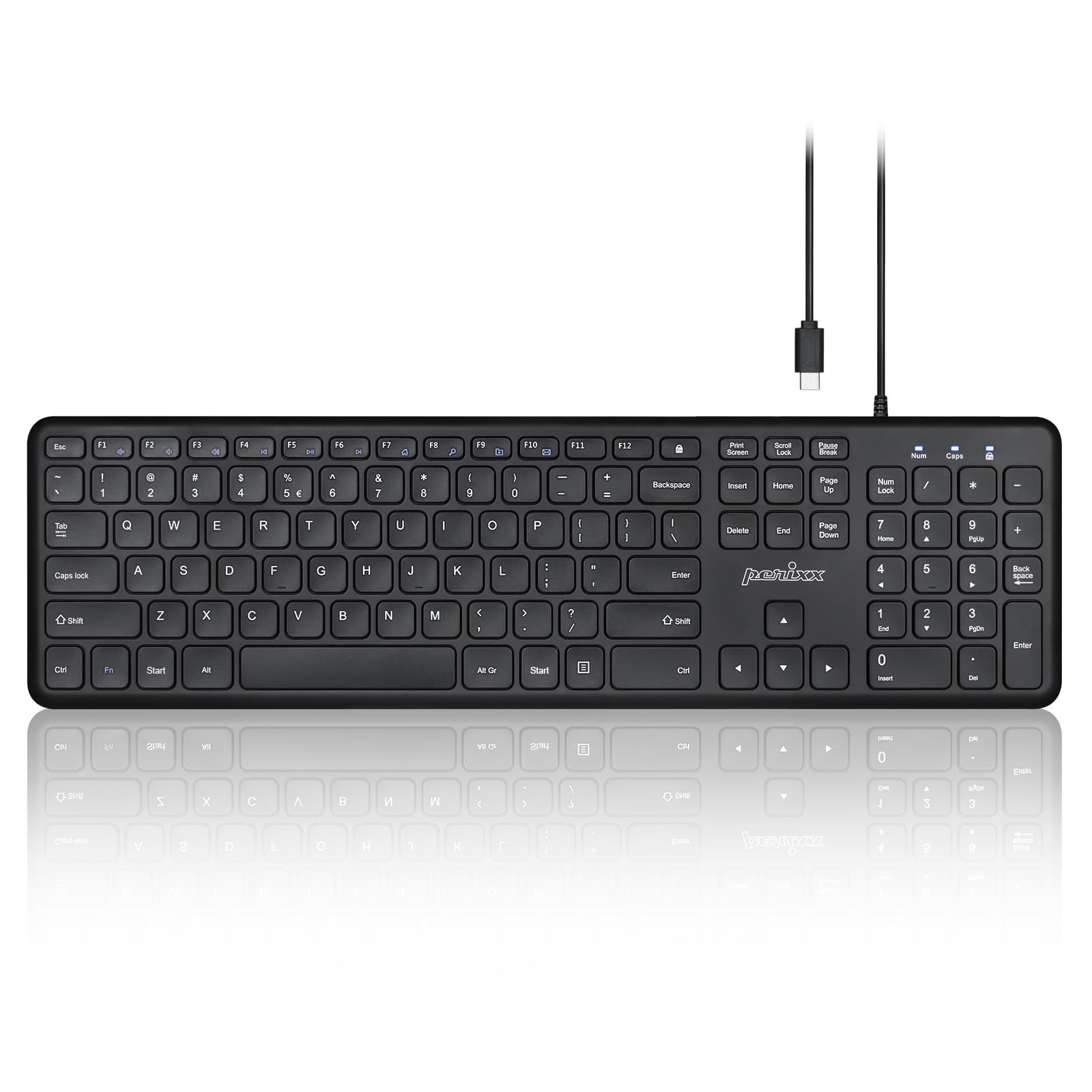 Perixx PERIBOARD-210C Wired Full-Size USB-C Keyboard Quiet Scissor Keys