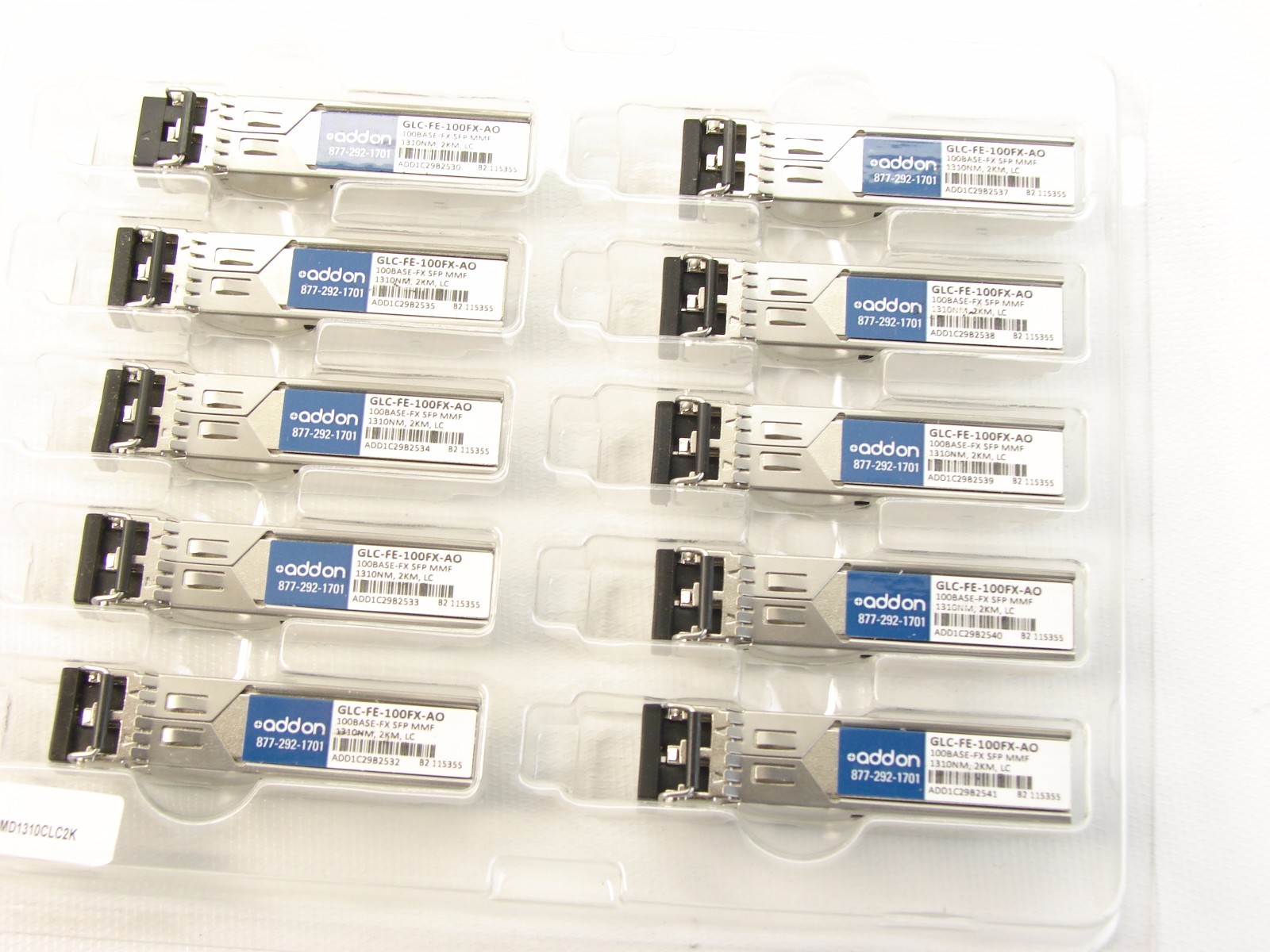 10 NEW Cisco Compatible Addon GLC-FE-100FX-AO SFP Transceiver 100Base-FX (T55)