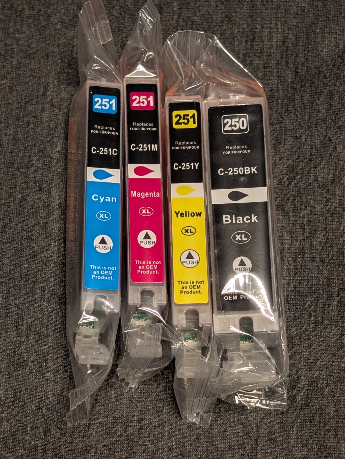 Canon Pixma Compatible Ink Cartridges C-251 C-250 Cyan Magenta Yellow Black