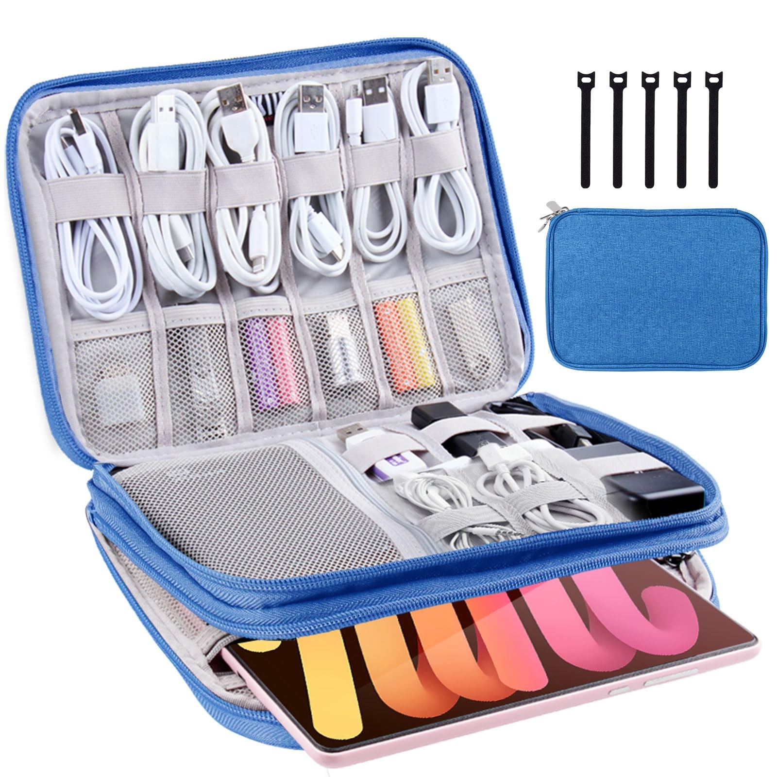 CNPOP Electronics Organizer - Travel Cable Bag, Water Blue