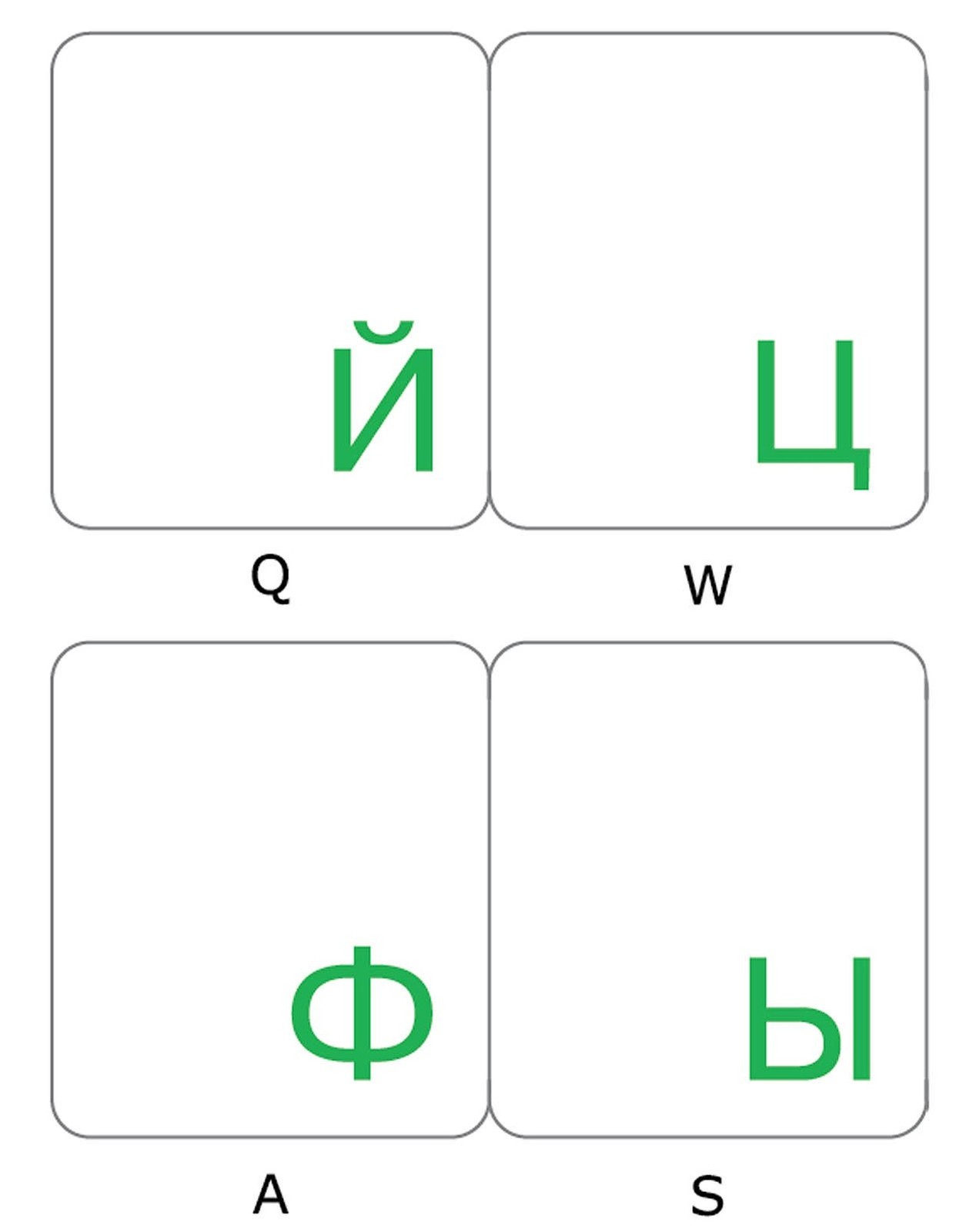 Russian Transparent Keyboard Sticker Green Letters for Computer Laptop