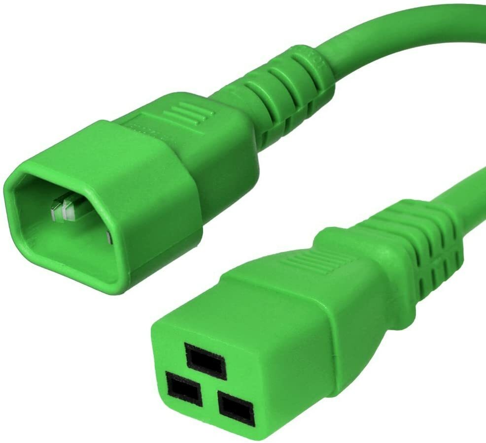 15 PACK LOT 6ft IEC C14 - C19 Green Power Cord 14AWG 15A/1875W 100-250V 2M