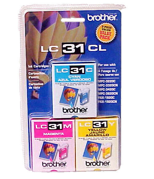 BROTHER LC 31 CL INK CARTRIDGES CYAN YELLOW MAGENTA PACK NEW IN THE PACKAGE