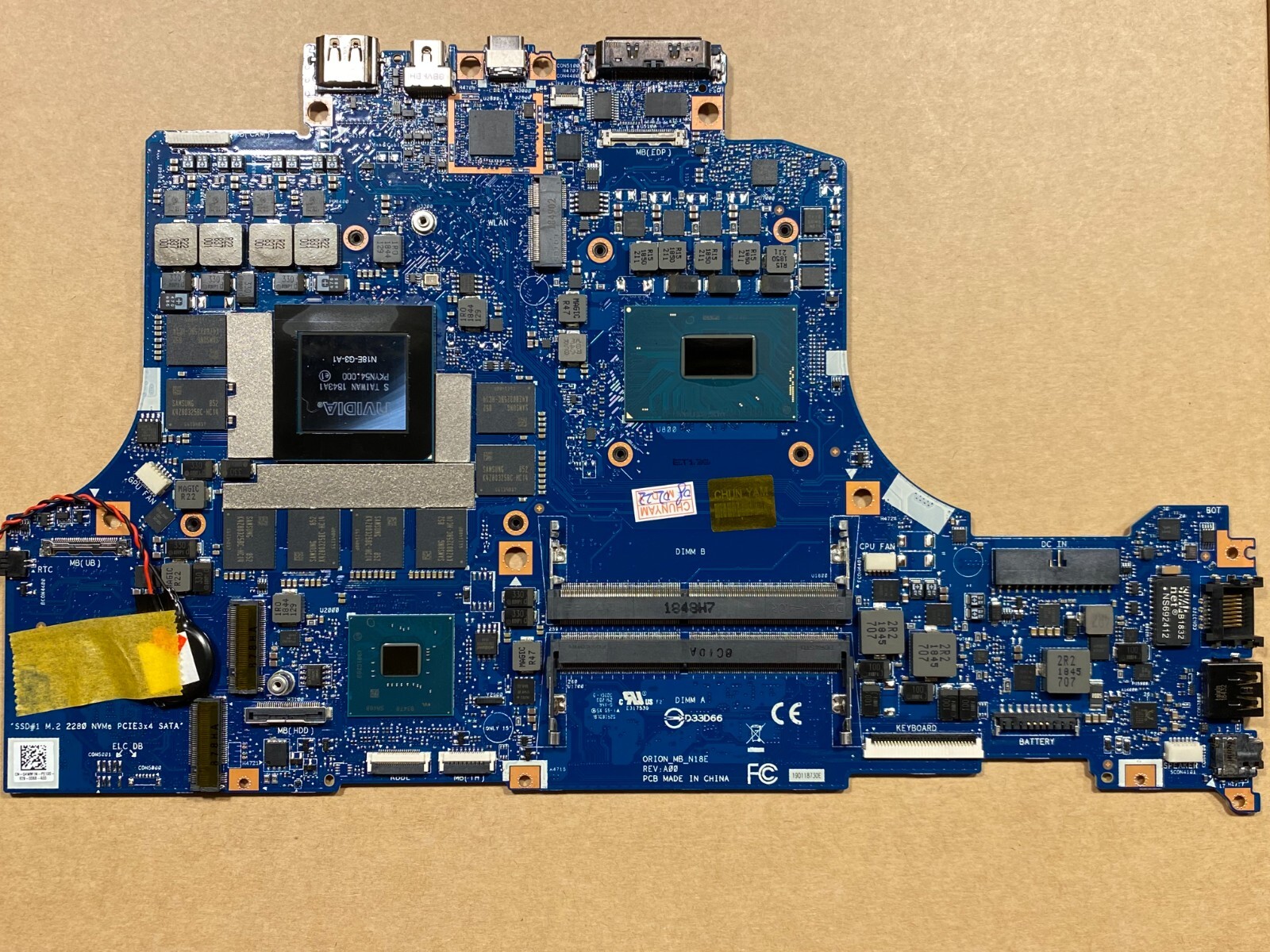 NEW Dell Alienware M17 M15 R1 Motherboard Intel i7-8750H RTX2080MQ 4WM1N W9G04