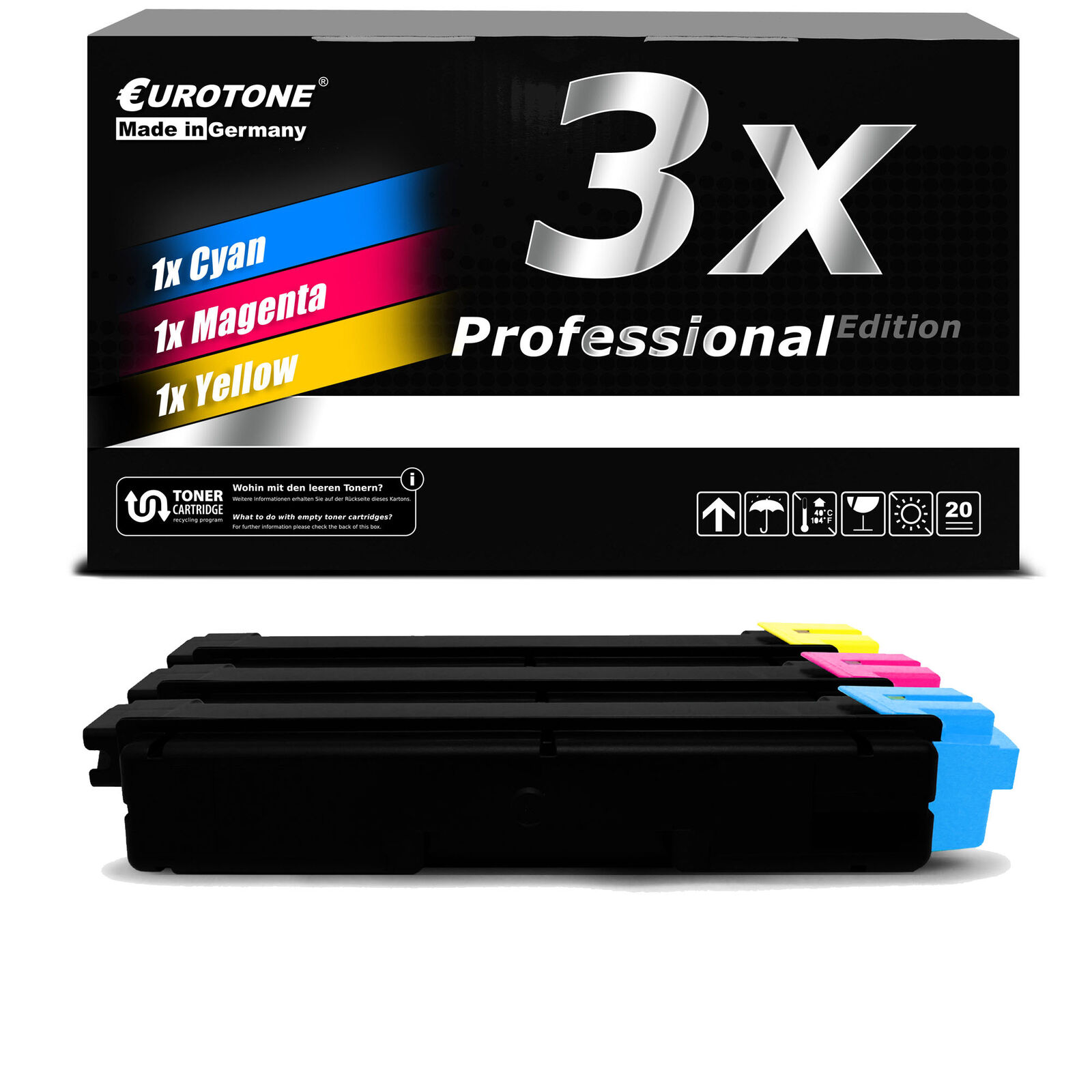 3x Pro Cartridge for Kyocera Ecosys P7240cdn Color Set