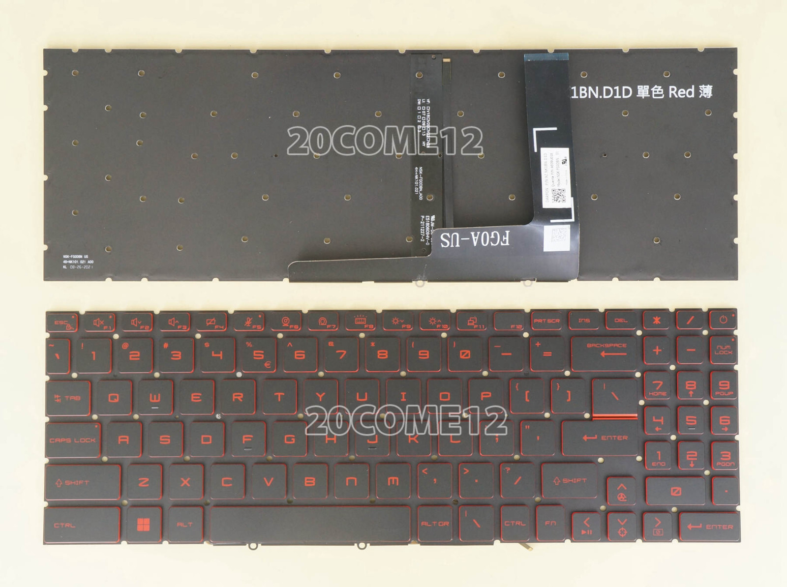 New For MSI Bravo 15 B5DD MS-158K, Bravo 15 B5ED MS-158M keyboard Red backlit US