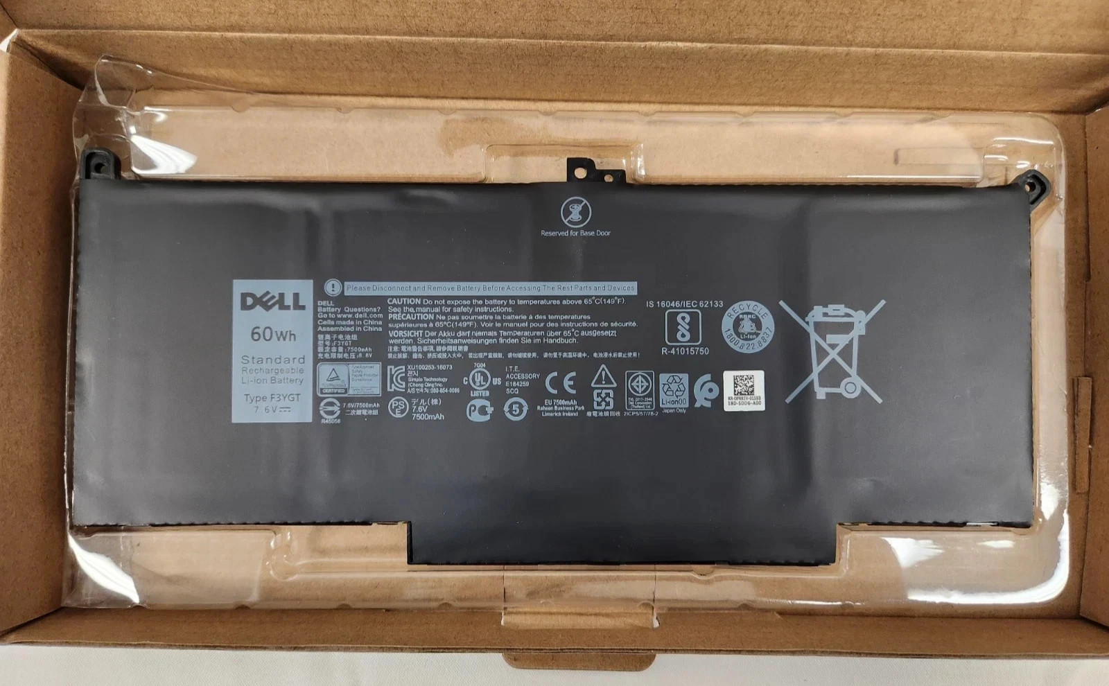 Genuine Dell F3YGT Battery Latitude 12 13 14 E7280 E7480 7480 7490 7380 0DM3WC