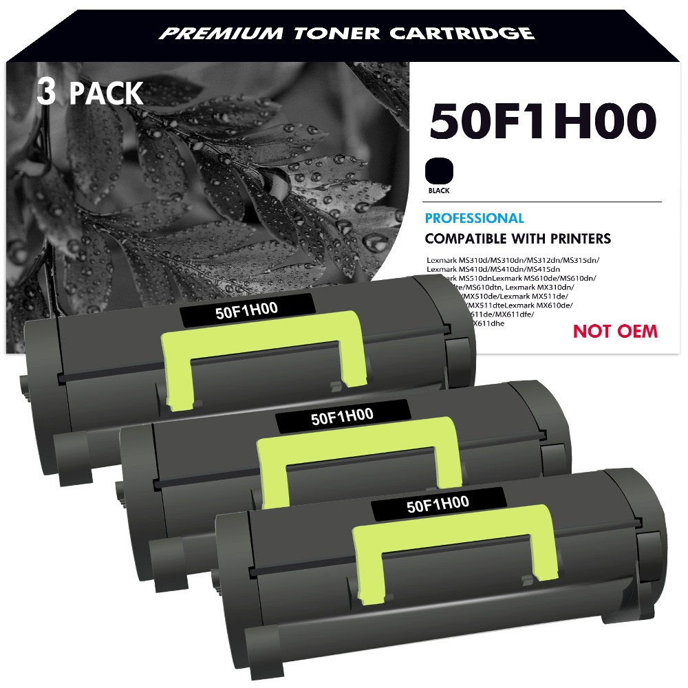 3pk Compatible High Yield Black Toner Printer Cartridge for Lexmark 501H 50F1H00