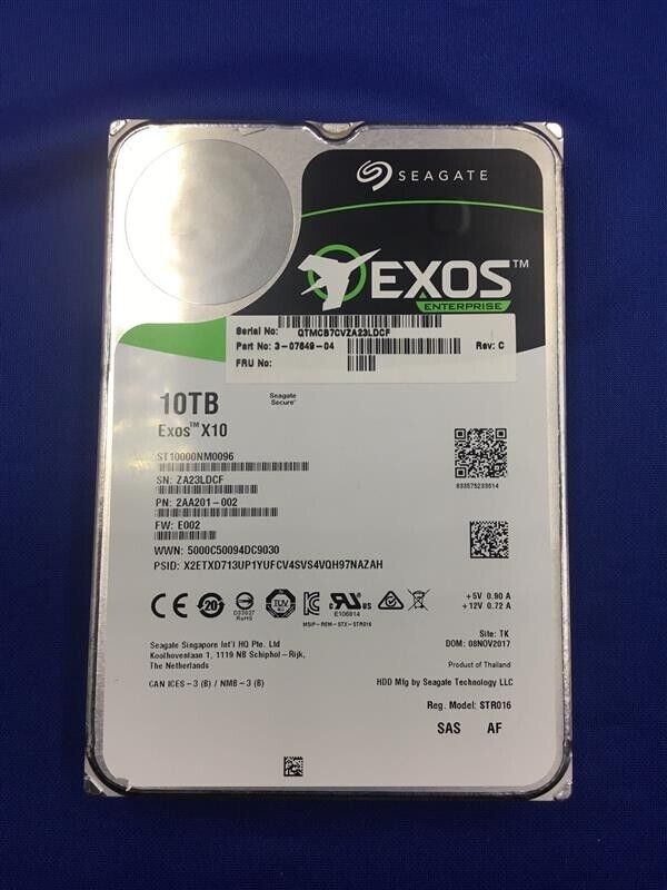 ST10000NM0096 SEAGATE EXOS X10 10TB 7200 RPM SAS 12Gb/s 3.5'' 256MB HDD