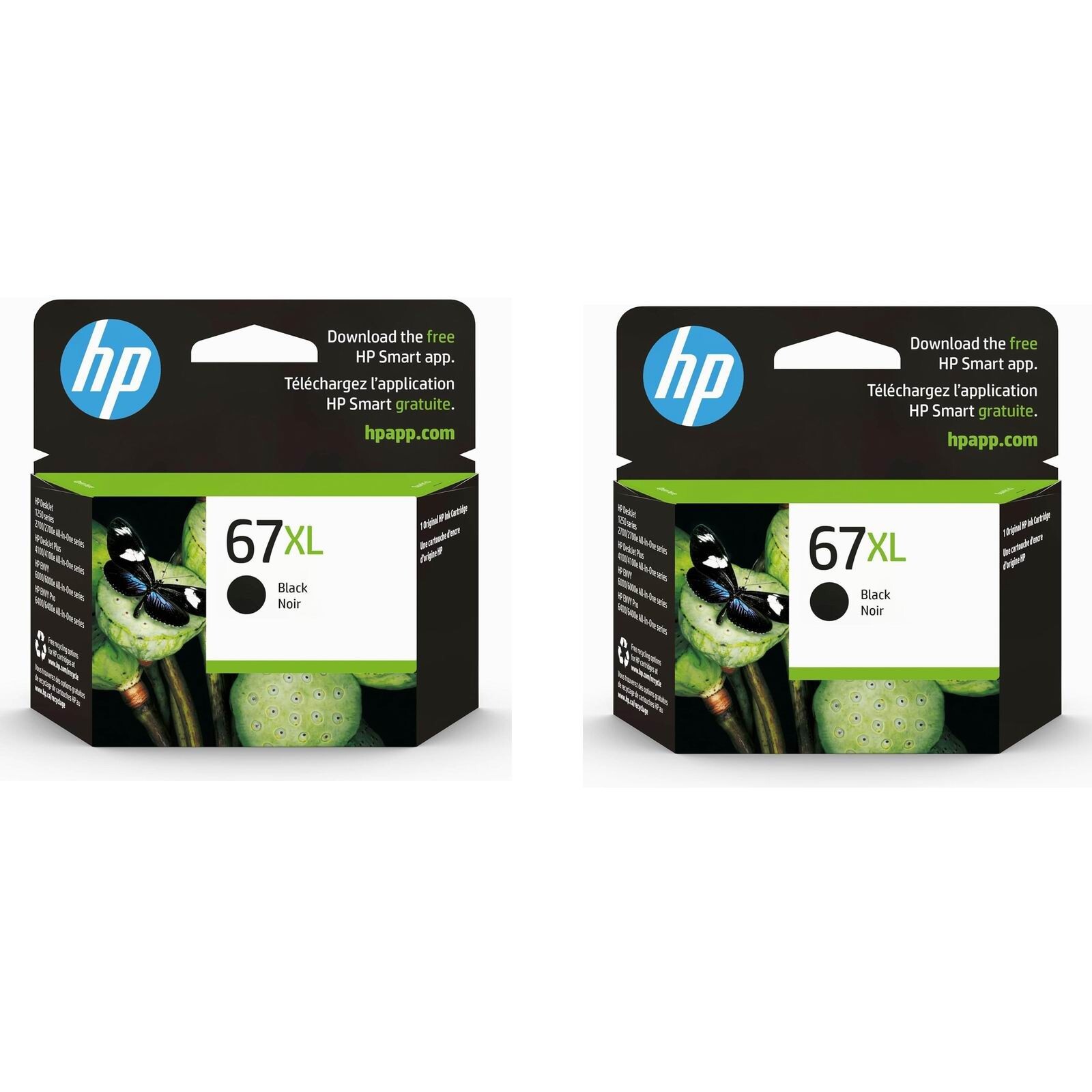 Twin Pack New Genuine HP 67XL 3YM57AA Black Ink Cartridge Exp 2/2026
