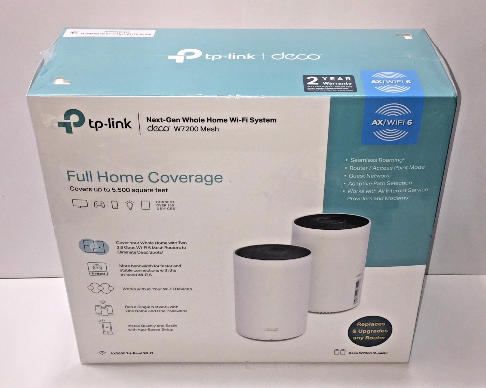 (oos) TP-Link Deco W7200 Mesh (2-Pack) (AX3600 Tri-band Wi-Fi 6) (NISB)