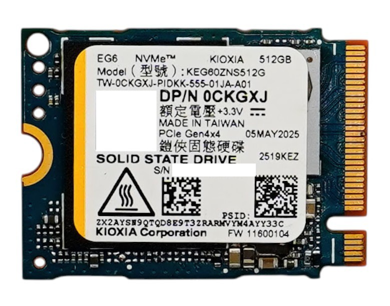 Kioxia 512GB EG6 M.2 SSD PCIe NVMe SSD KEG60ZNS512G Dell OEM 0CKGXJ