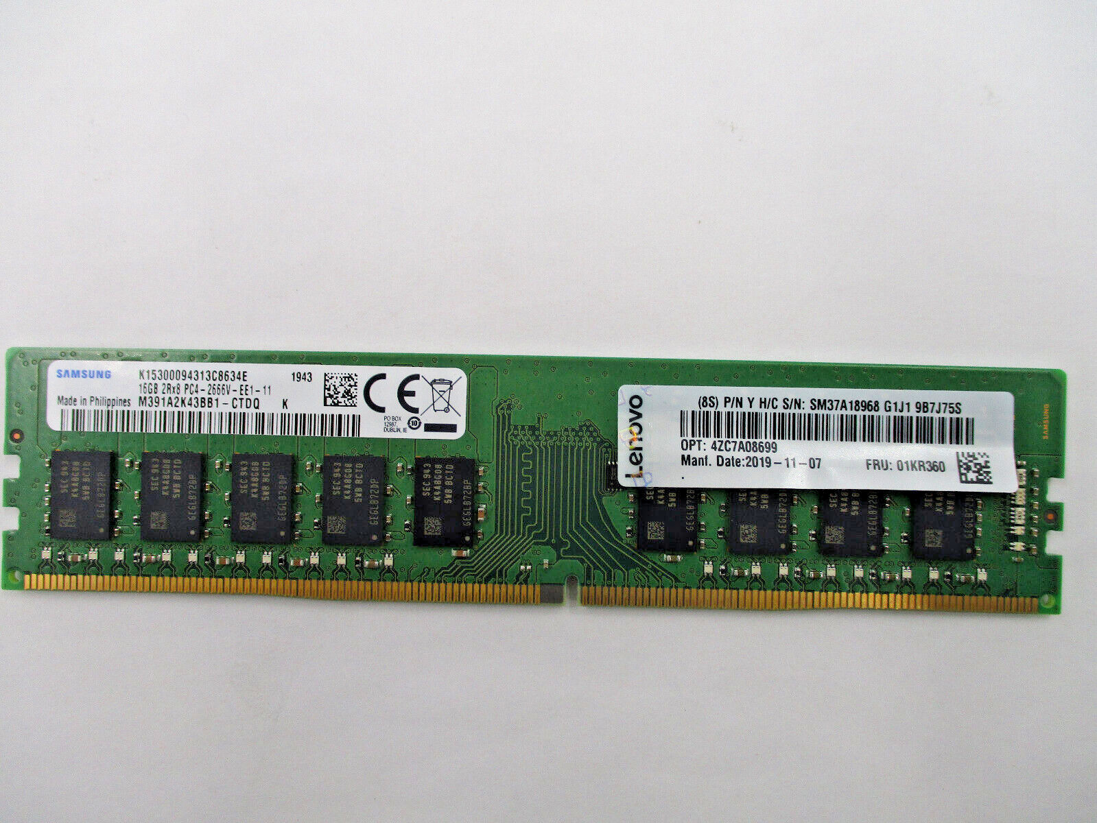 Samsung 16GB 2Rx8 PC4-2666V-EE1-11 ECC Server Memory M391A2K43BB1-CTDQ Tested