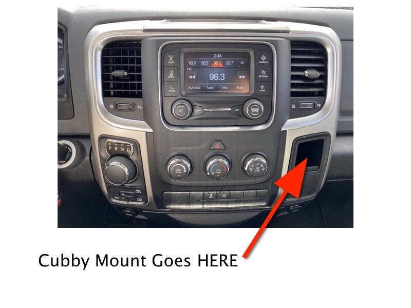 "Cubby" Bare Dash Mount Base with 1/4"-20 Female Threads, for Dodge & RAM Trucks