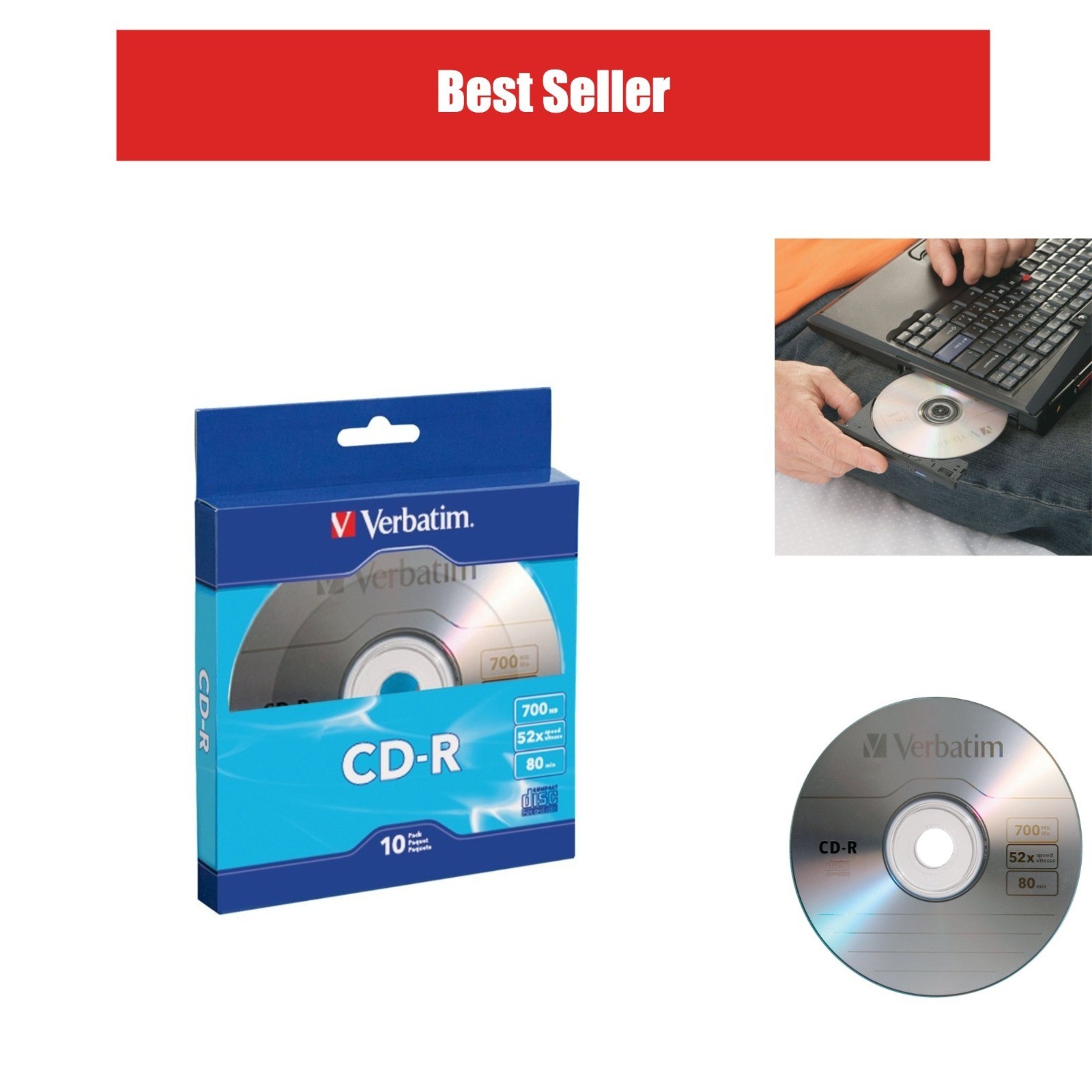 Verbatim CD-R Blank Discs 700MB 80 Min 52X Recordable 10 Pack Blue