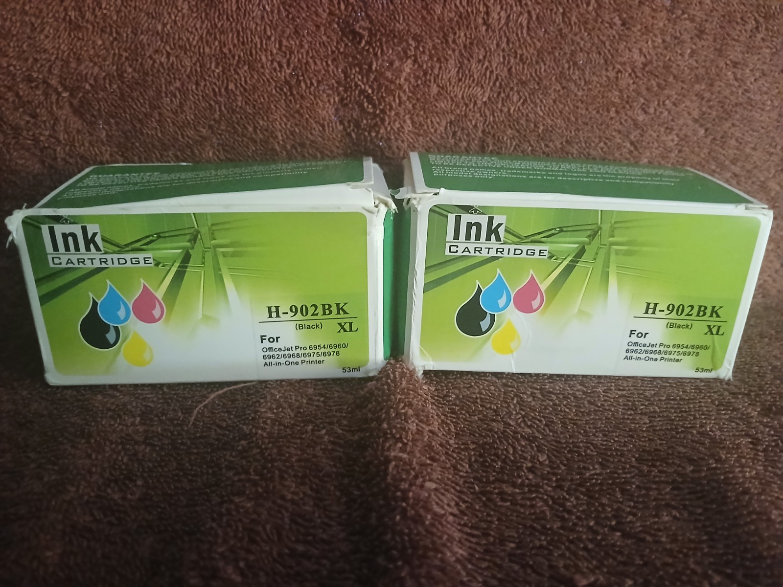 Qty 2 NOB Unbranded Ink Cartridges H-902BK XL, H-902Y XL, H-902C XL Office Jet P