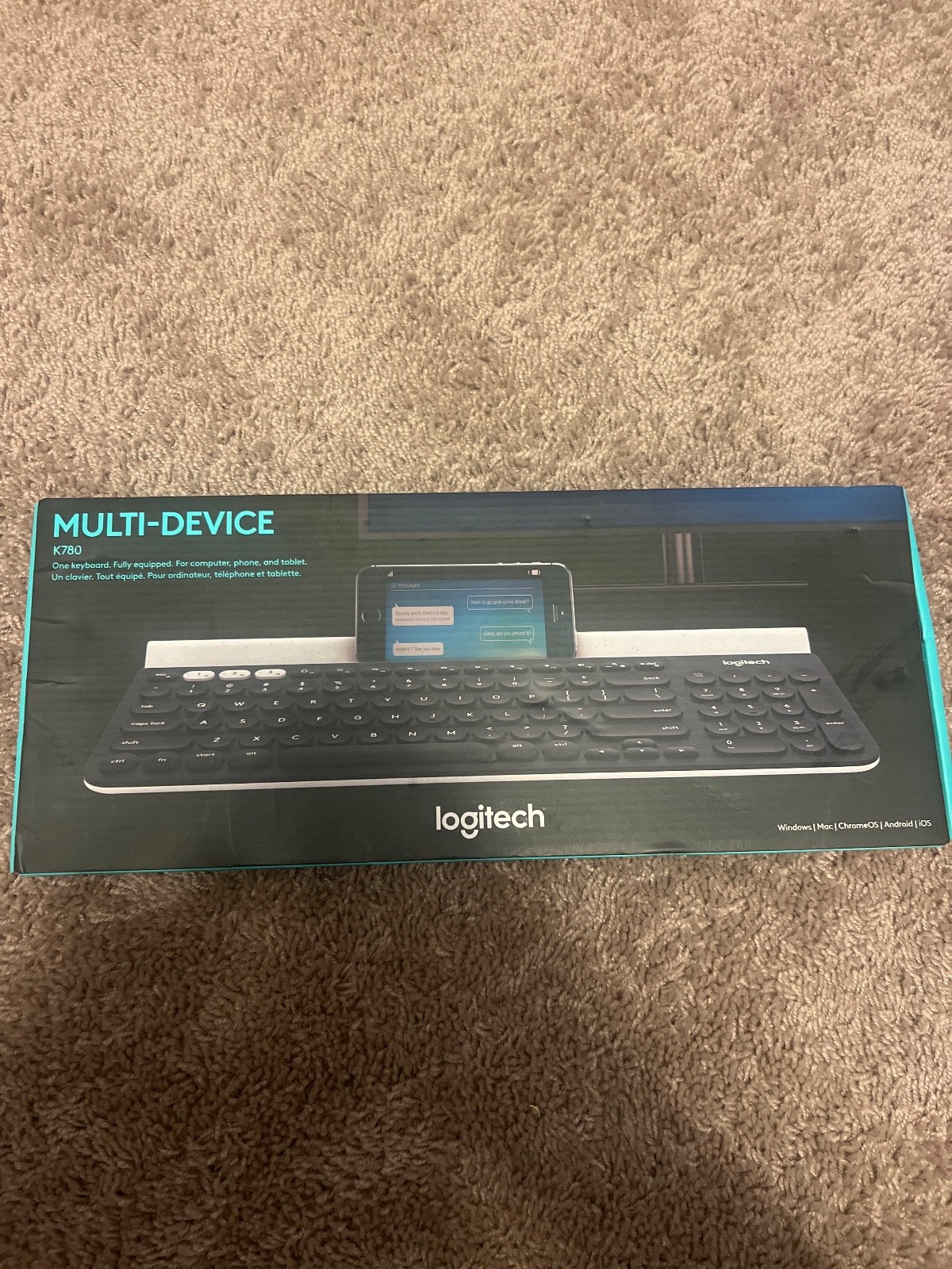 Logitech K780 Multi-Device Wireless Keyboard with Built-in Cradle, Speckles