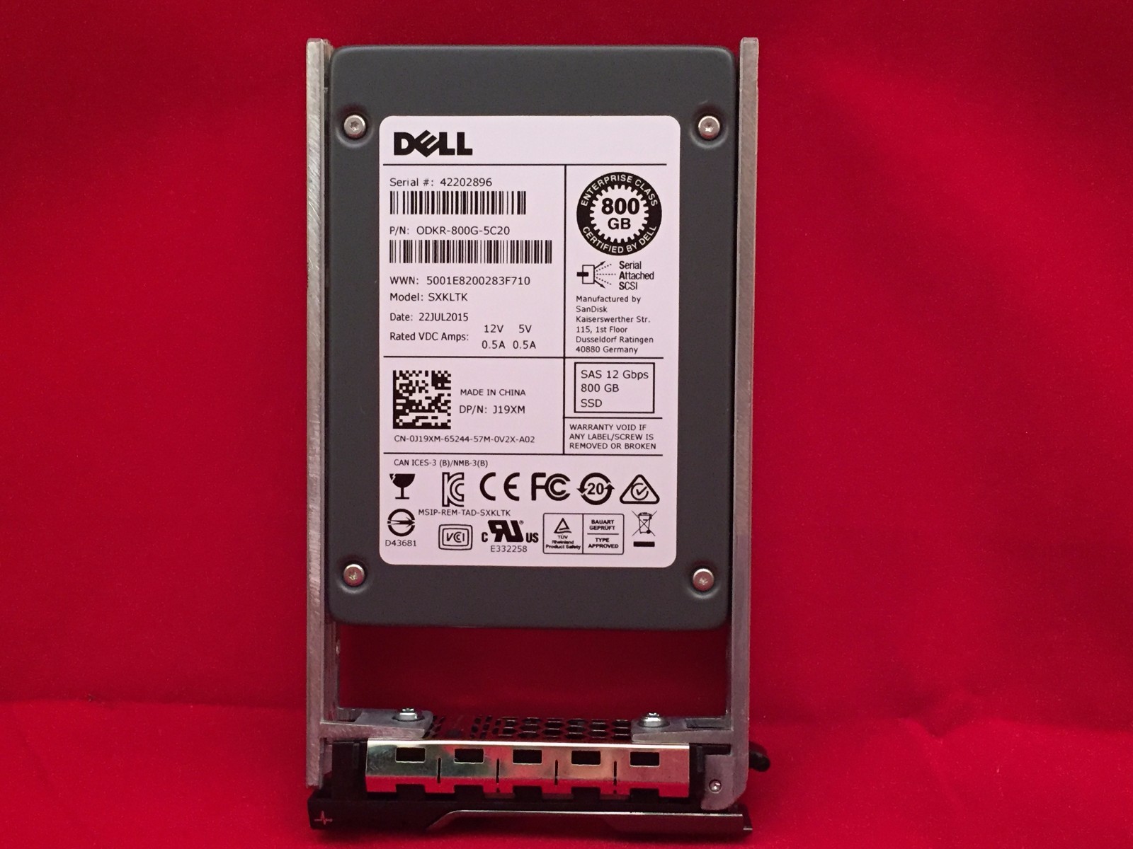 Dell SanDisk 800GB SAS 12Gbps 2.5" Hot-Plug SSD Model No. SXKLTK DPN/ J19XM ***