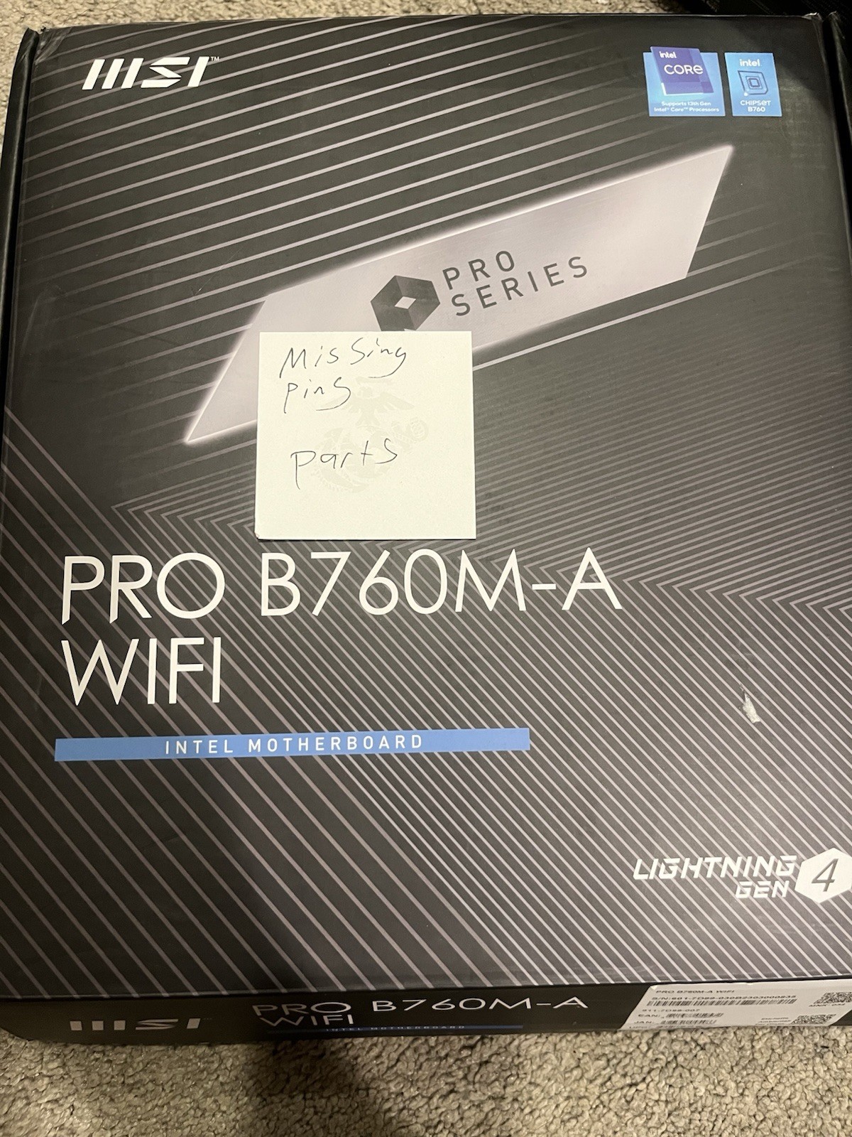 MSI PRO B760M-A WIFI DDR4, LGA 1700, Intel, MicroATX, Wi-Fi Motherboard