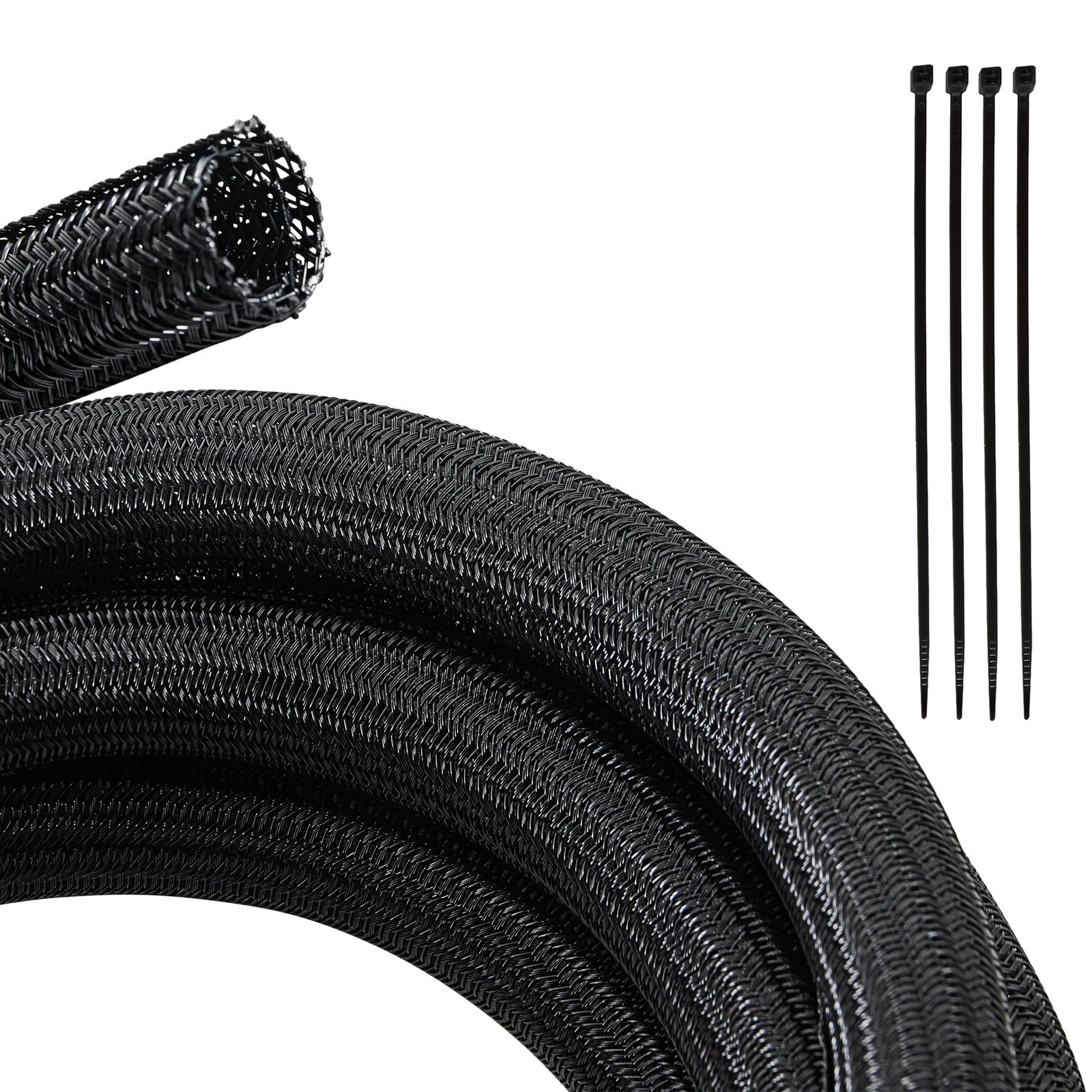 10 Feet - 3/4" Split Cable Sleeves Cord Management Braided Wire Loom Sleeving...