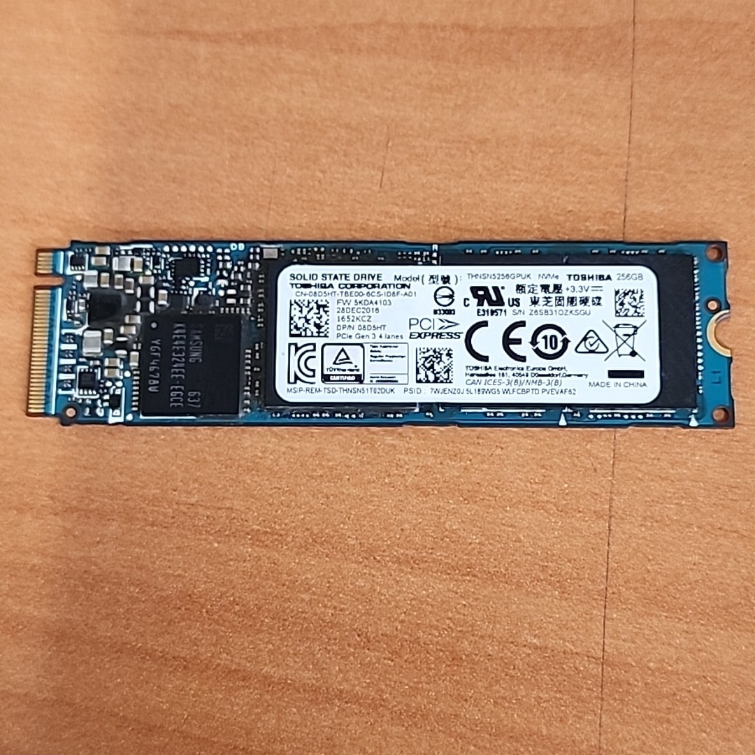 TOSHIBA 256GB M.2 NVMe 2280 SSD THNSN5256GPUK, Grade A, SKU 10200