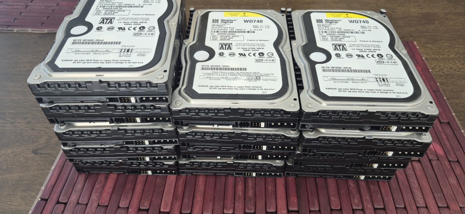LOT OF 13 Western Digital Raptor WD740GD00FLA0 /1  74GB WD740 ATA Hard Drive