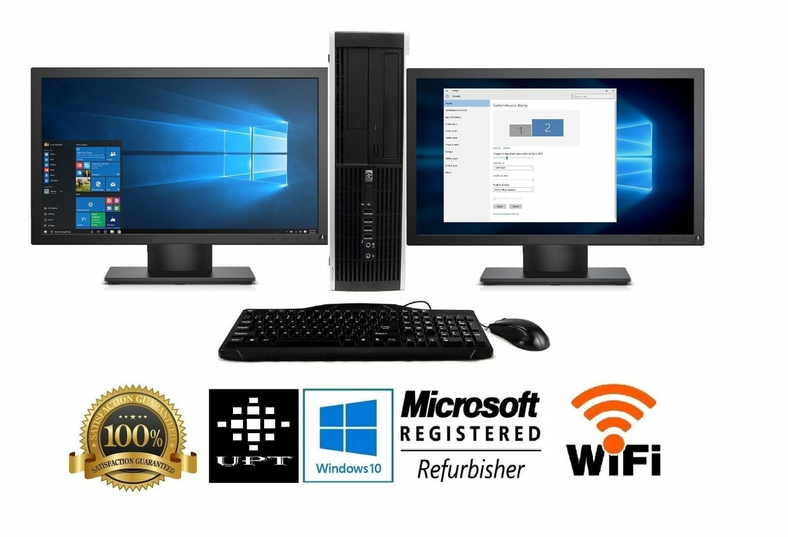 hp Intel Core i5 Quad Core 8GB RAM 250GB HDD Windows 10 Dual 22" LCD Wi-Fi