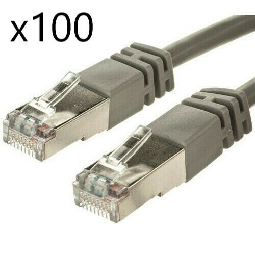 100 Pack - 5ft Shielded STP CAT5e Ethernet Network Router Patch Cable Cord Gray