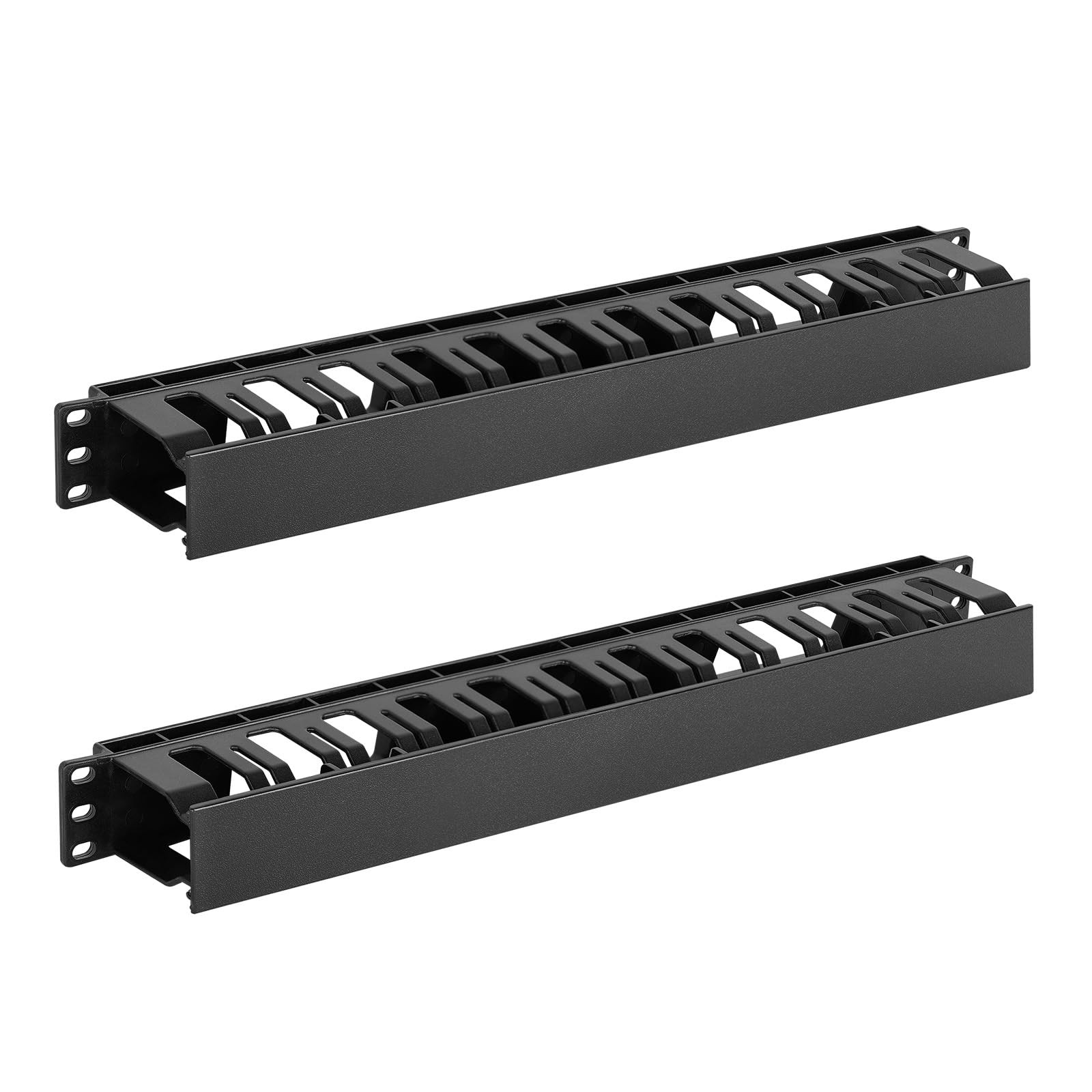 2 Pack 1U Server Rack Horizontal Cable Management with Cover,2.6“ Depth Plast...