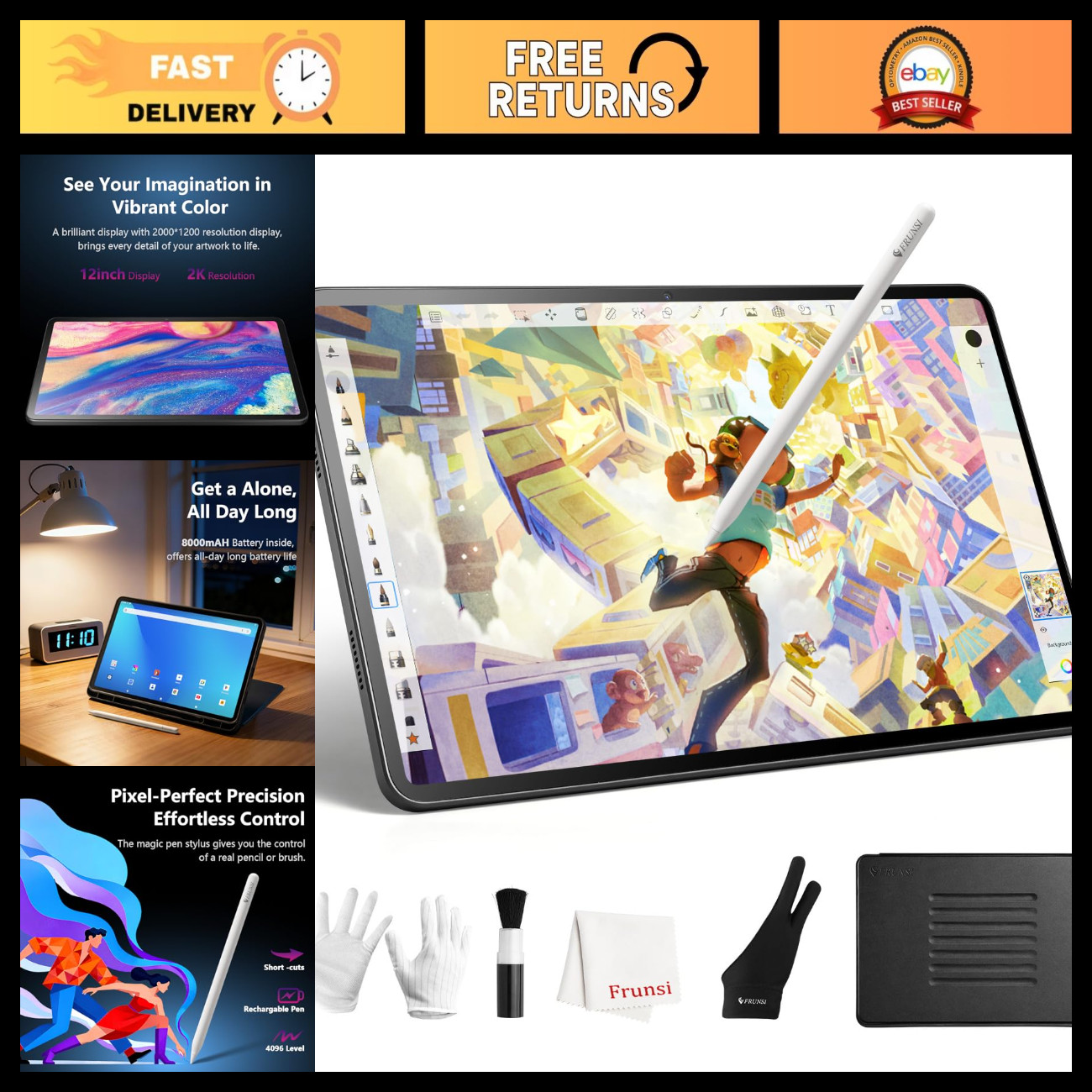12" Standalone Drawing Tablet - No Computer Needed, Portable Art Pad for Artists