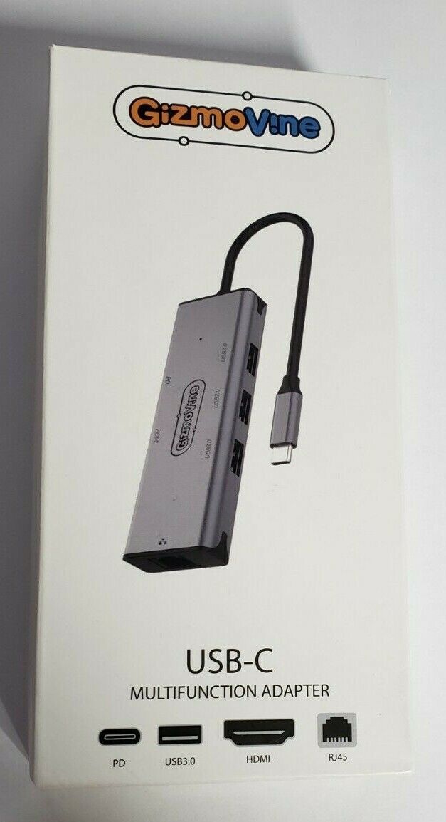 6 in 1 Multiport USB-C Hub Type C - USB 3.0 4K HDMI RJ45 Multifunction Adapter  