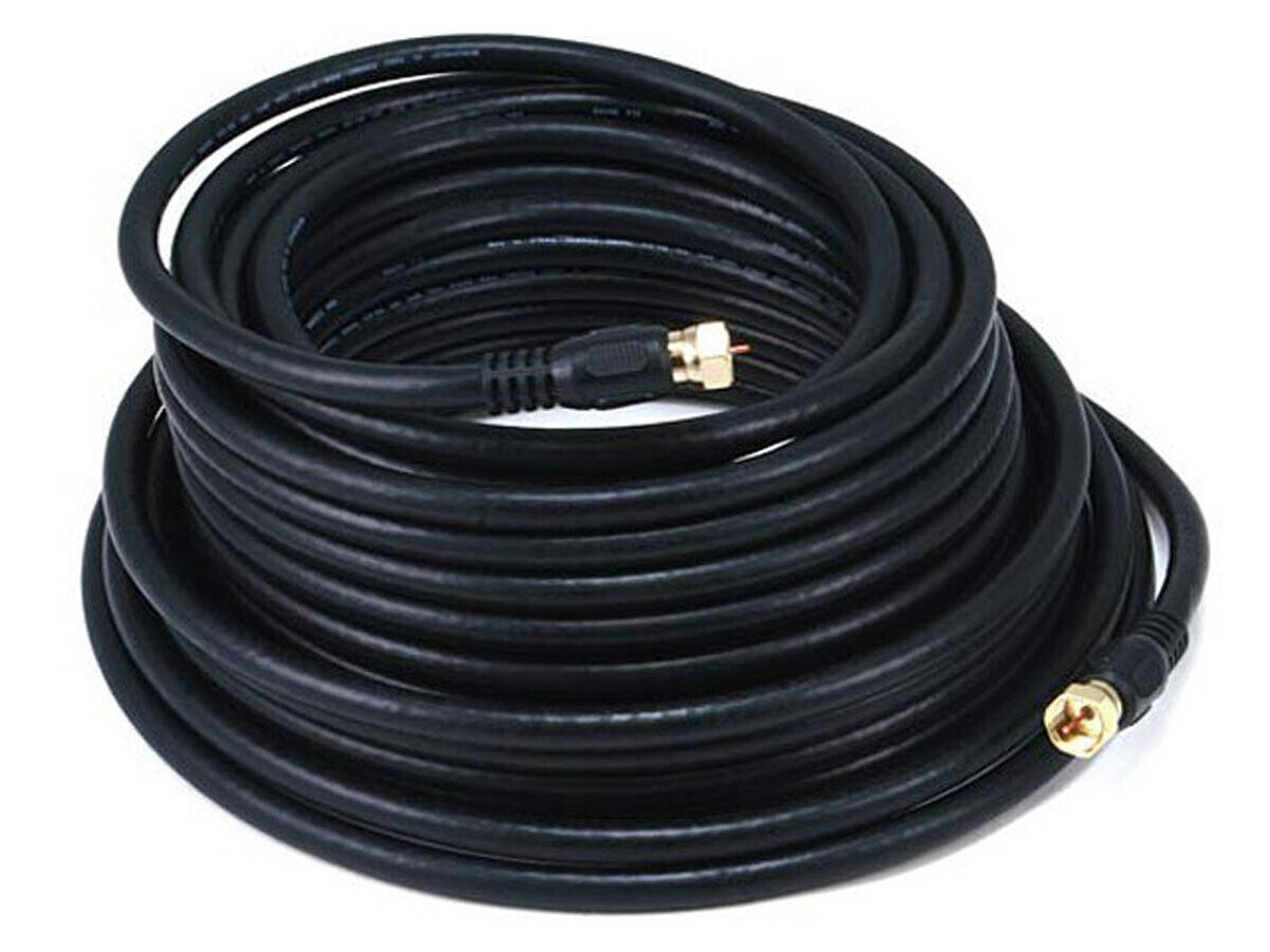 Monoprice 50ft RG6 (18AWG) 75Ohm, Quad Shield, CL2 Coaxial Cable - Black
