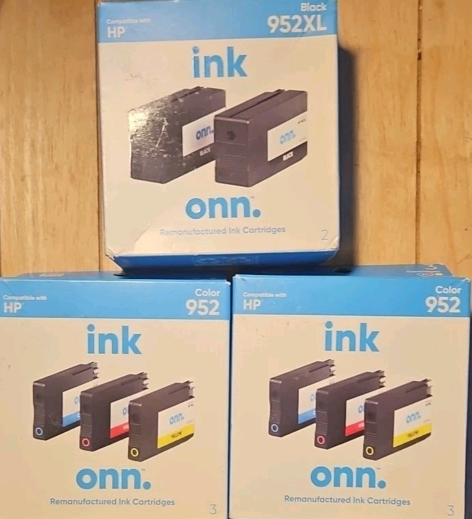 8 INKS  2-BLACK Compatible HP 952XL & 6-TRI COLORS Compatible 952 HP  N