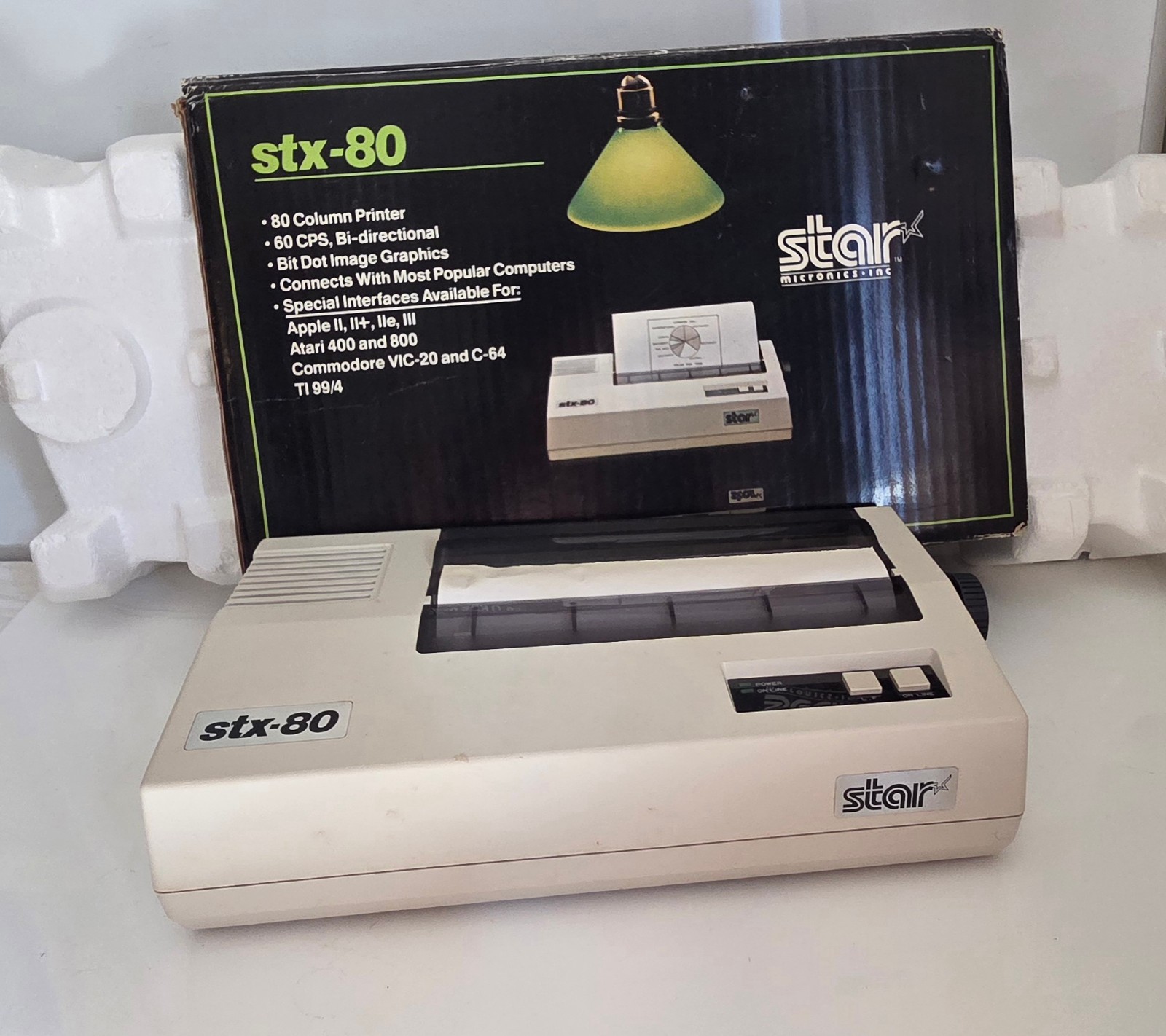 Star Micronics STX‑80 Vintage 80‑Column Dot Matrix Printer With Original Box
