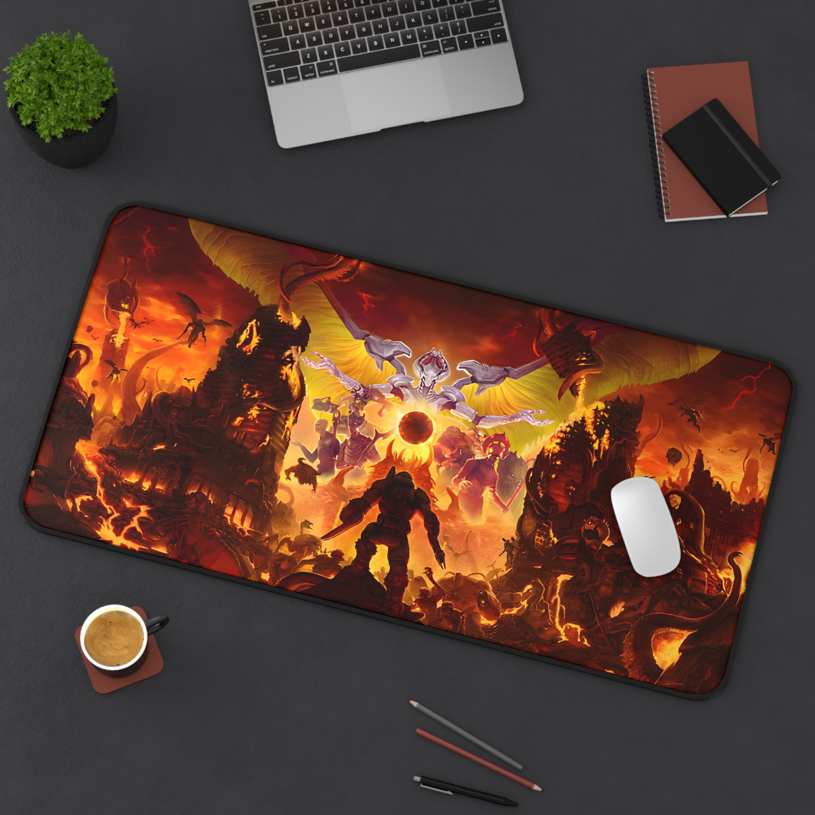 Desk Mat&Mouse Pad:Doom Slayer,Doom Eternal, Doom Guy ,Custom Desk Mat