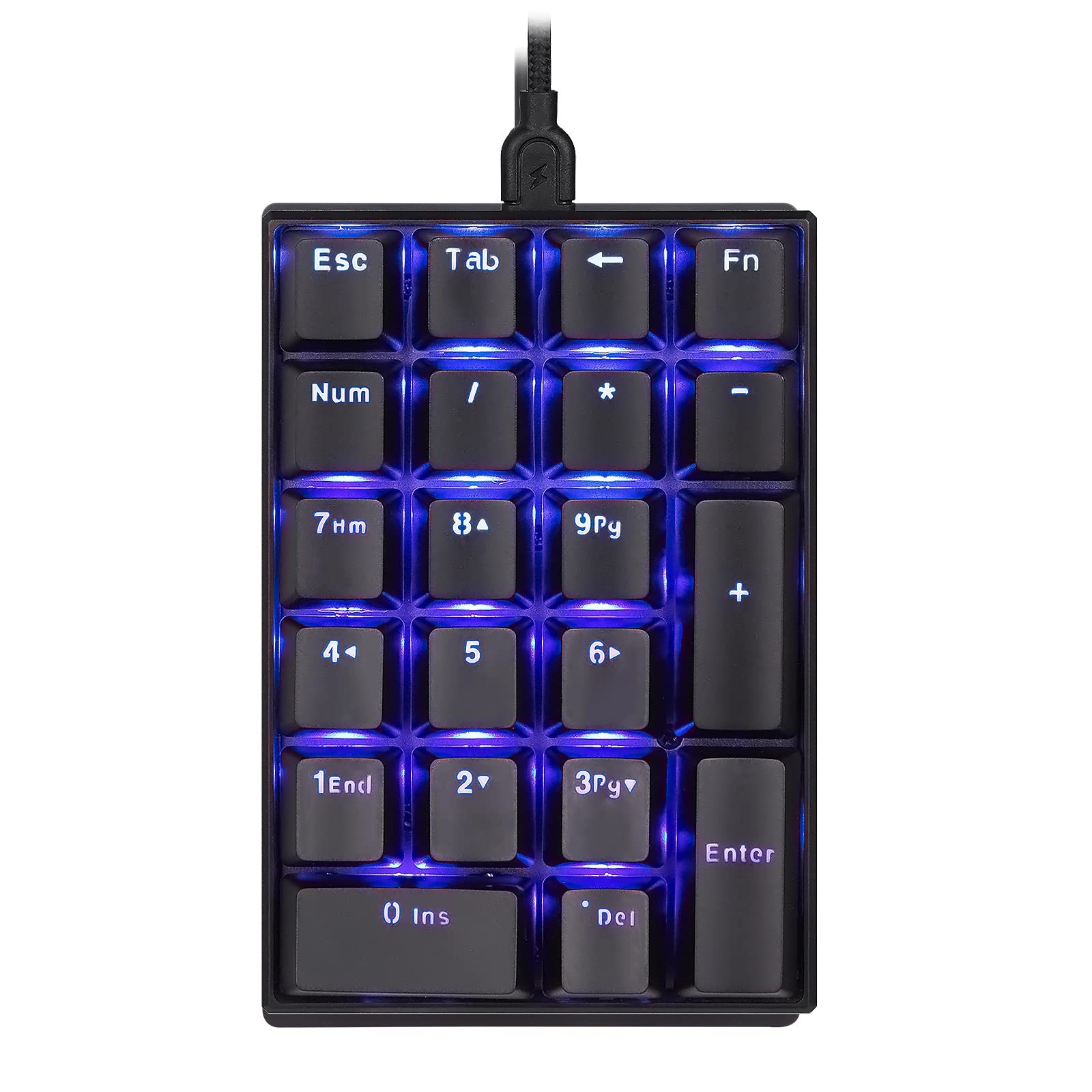 K23 Mechanical Numeric Keypad Blue Switch Wired 21 Keys Mini Numpad Portable