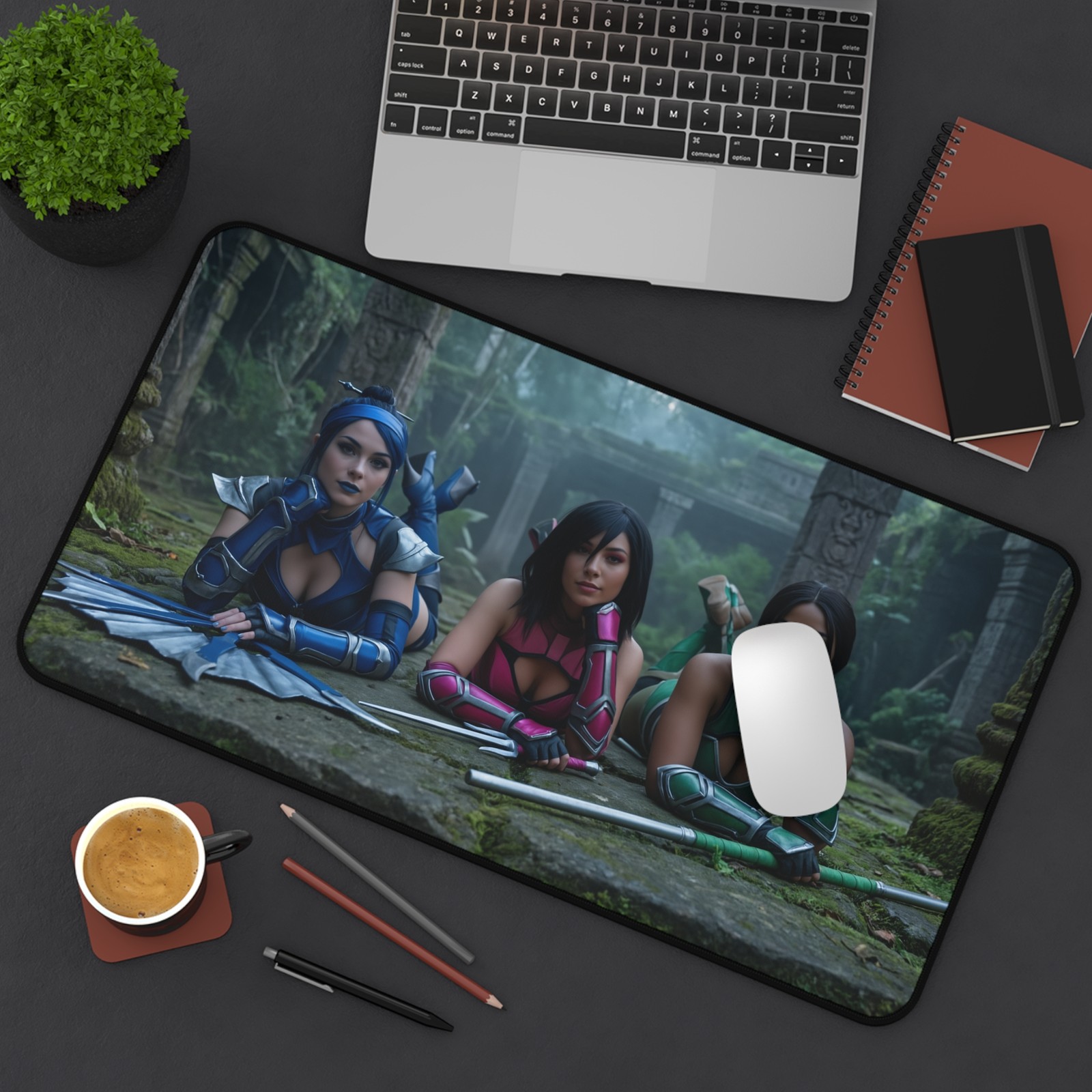 Kitana Jade Mileena Desk Mat, Mortal Kombat Mouse Pad, Edenian Trio Decor