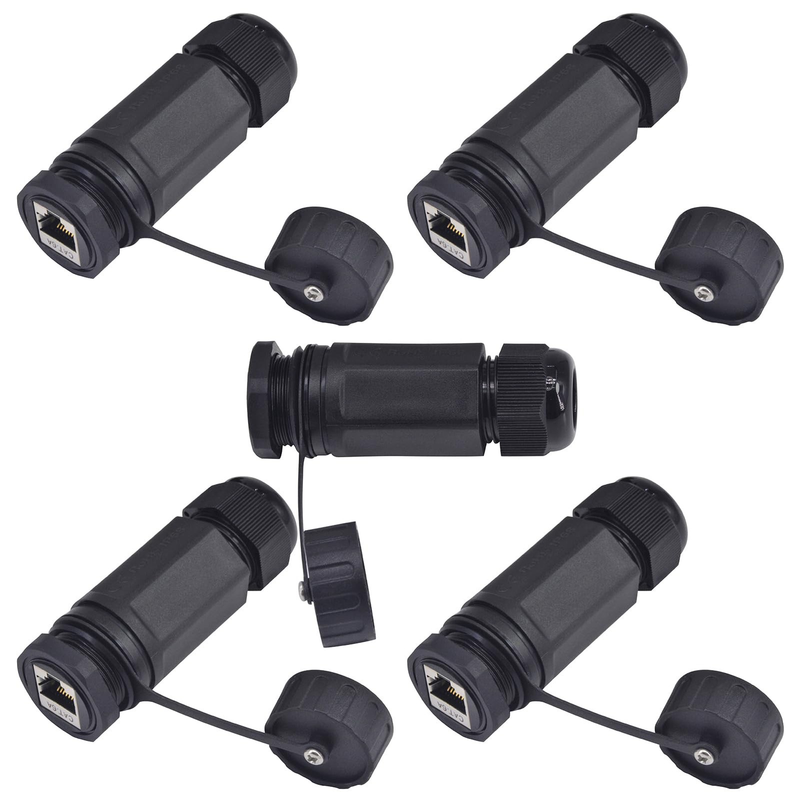 5 PCS Shielded RJ45 CAT6A Waterproof Connector M25 IP68 Cat5/5e/6 LAN Coupler
