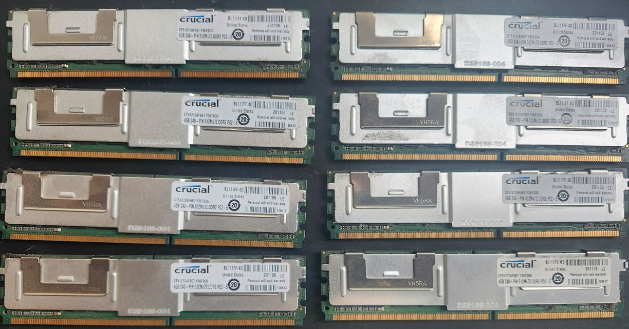 Crucial 32GB KIT (8x4GB) PC2-5300 RDRAM RAMBUS Memory CT51272AF667x