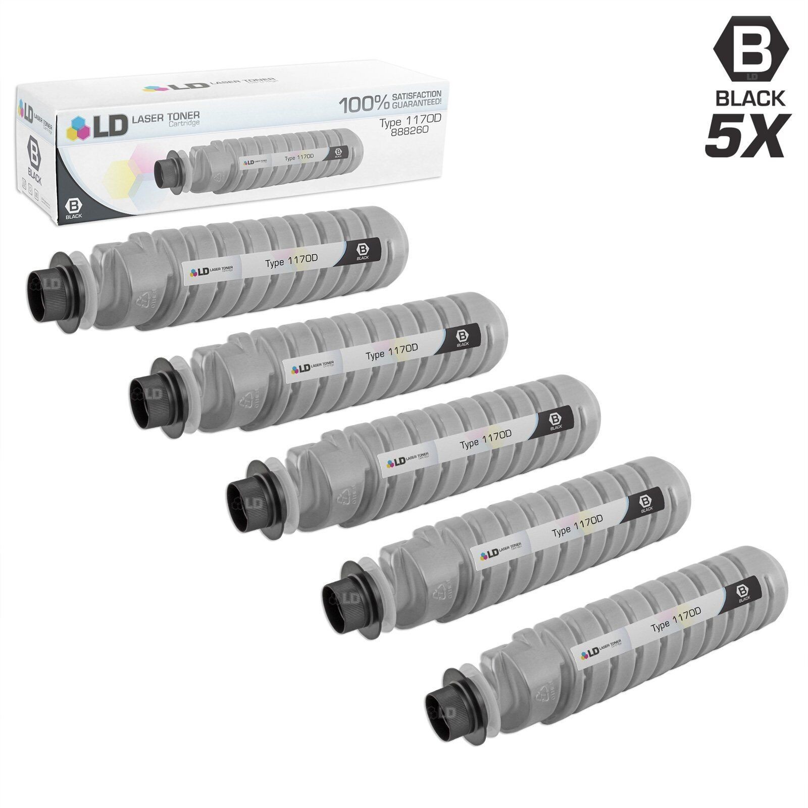 LD Compatible Ricoh 888260 / Type 1170D Set of 5 Black Laser Toner Cartridges
