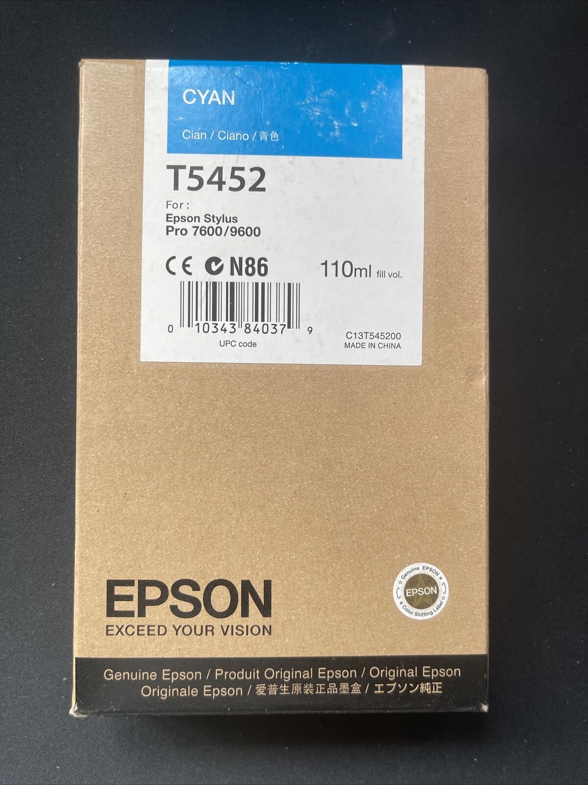 EPSON T5452 CYAN INK 110 ml Stylus Pro 7600/9600 EXP,  09/2013  1/pc 1/pc