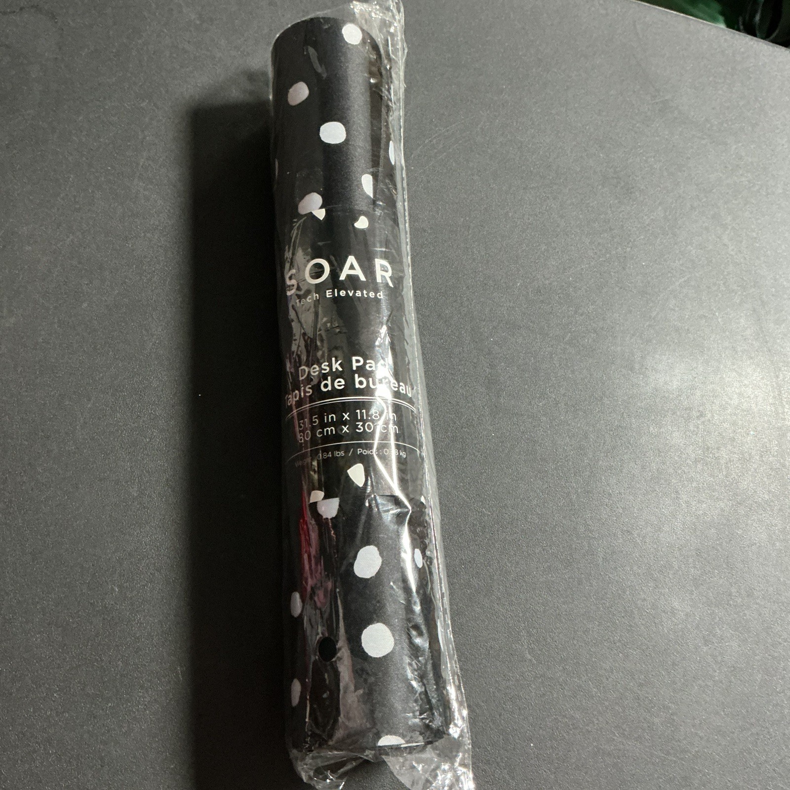 SOAR Tech Elevated Desk Pad Mat Black And White Polk A Dot 31.5” x 11.8” New 