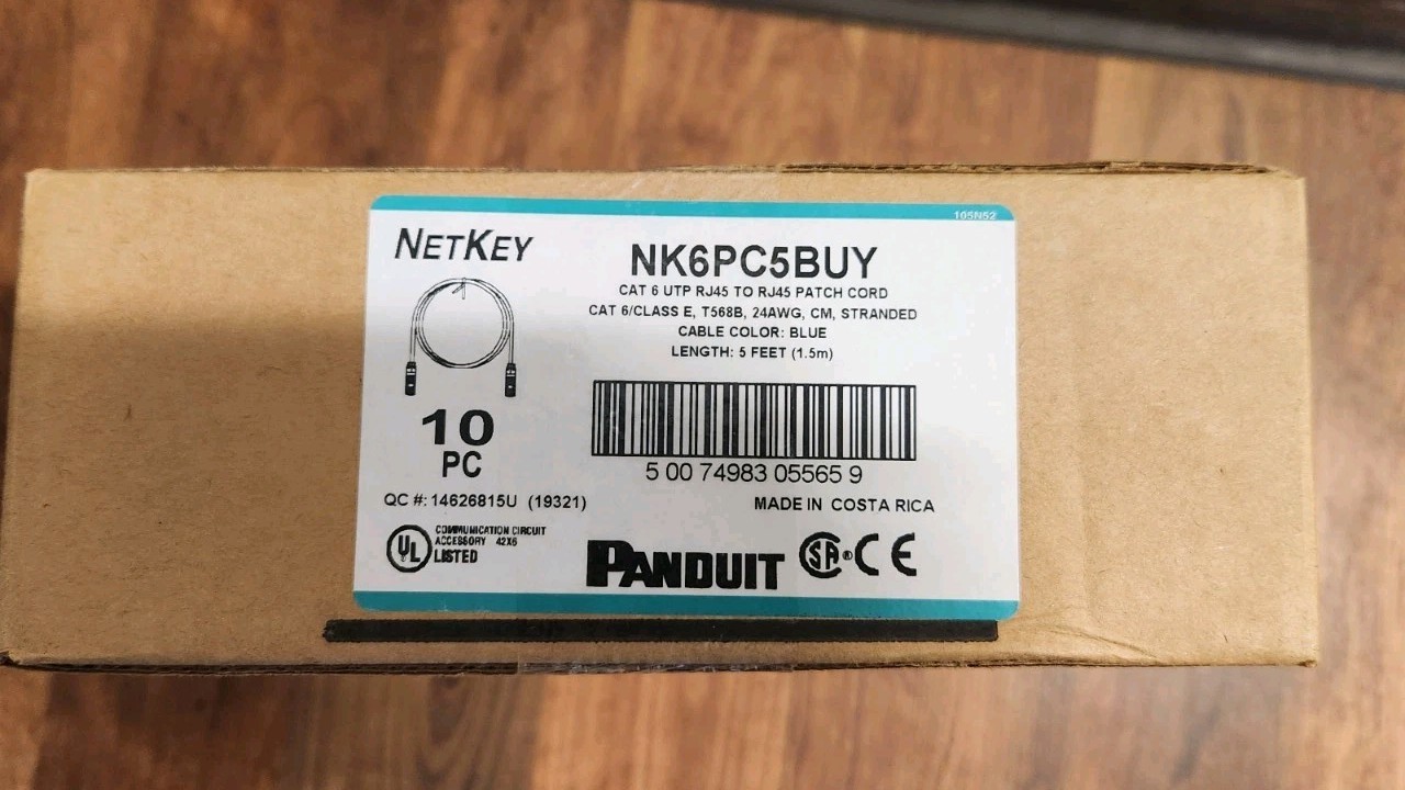 10 pc - Panduit 5ft Category 6 UTP RJ45 Patch Cable Blue NK6PC5BUY – New Sealed