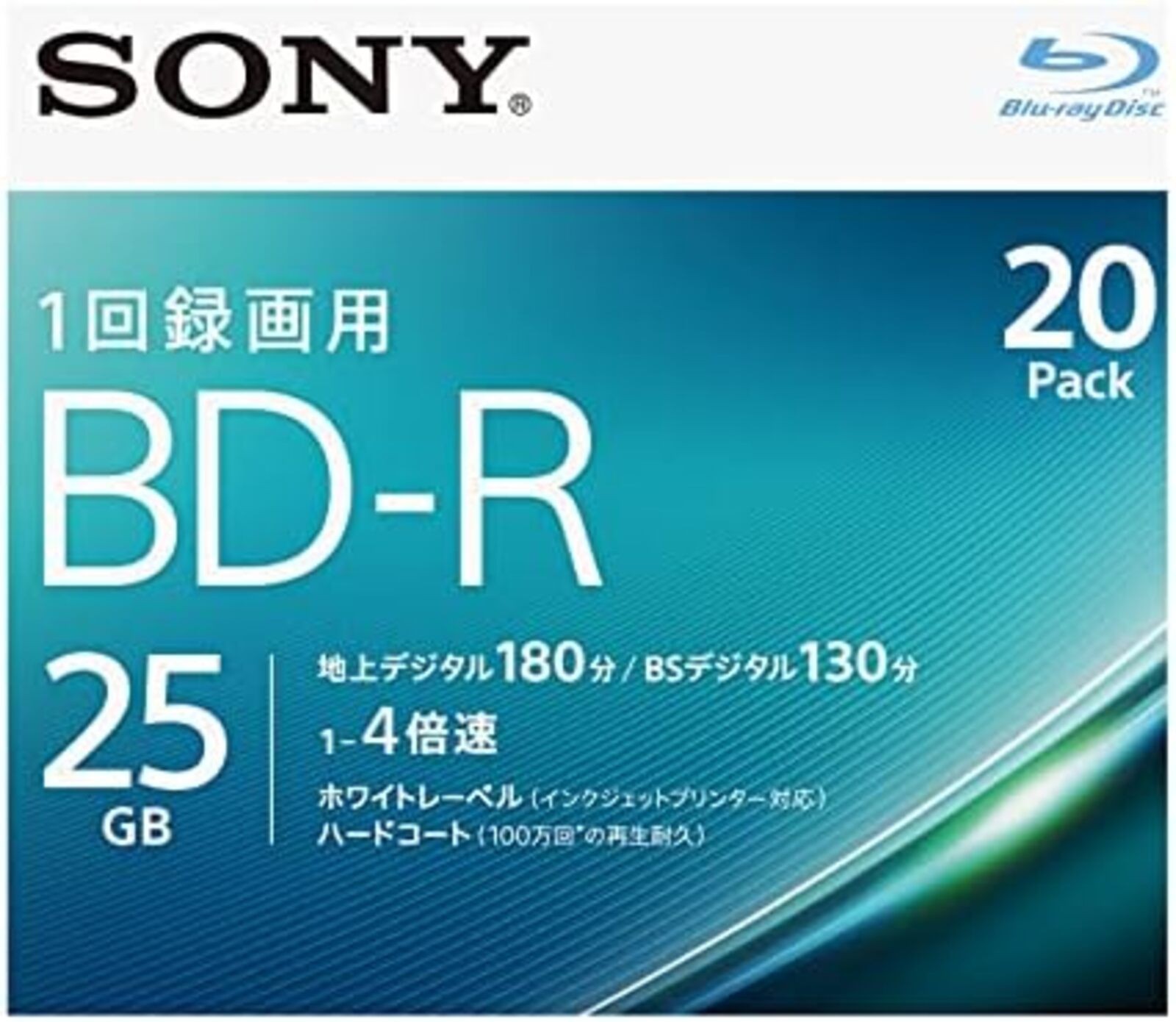 Sony Printable HD Blu-Ray 20pack BD-R BDR Blank Disc Media 4x 25Gb from Japan