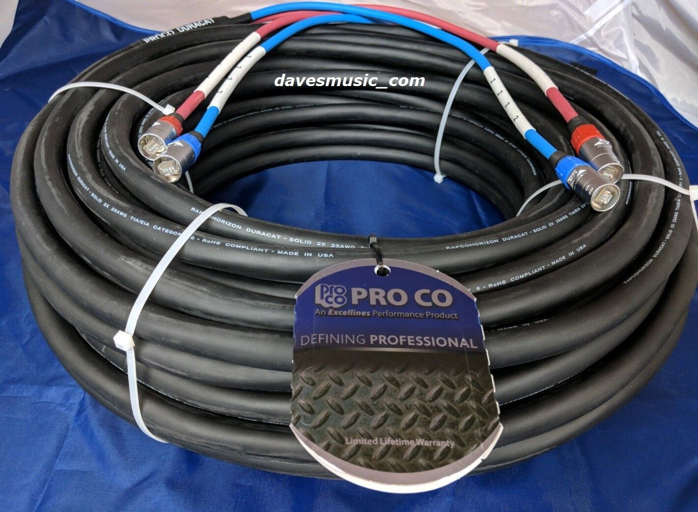 ProCo 150 ft DuraCAT cat6 UTP Two Channel Digital Snake DCAT2X-150NN US-MADE