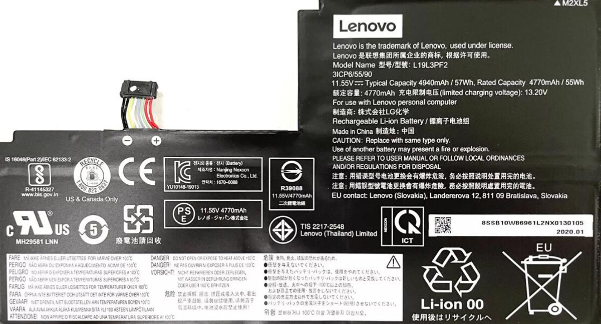 Genuine Battery L19L3PF2 L19C3PF4 L19C3PF4 For Lenovo ideapad 15IIL05 5-15ARE05