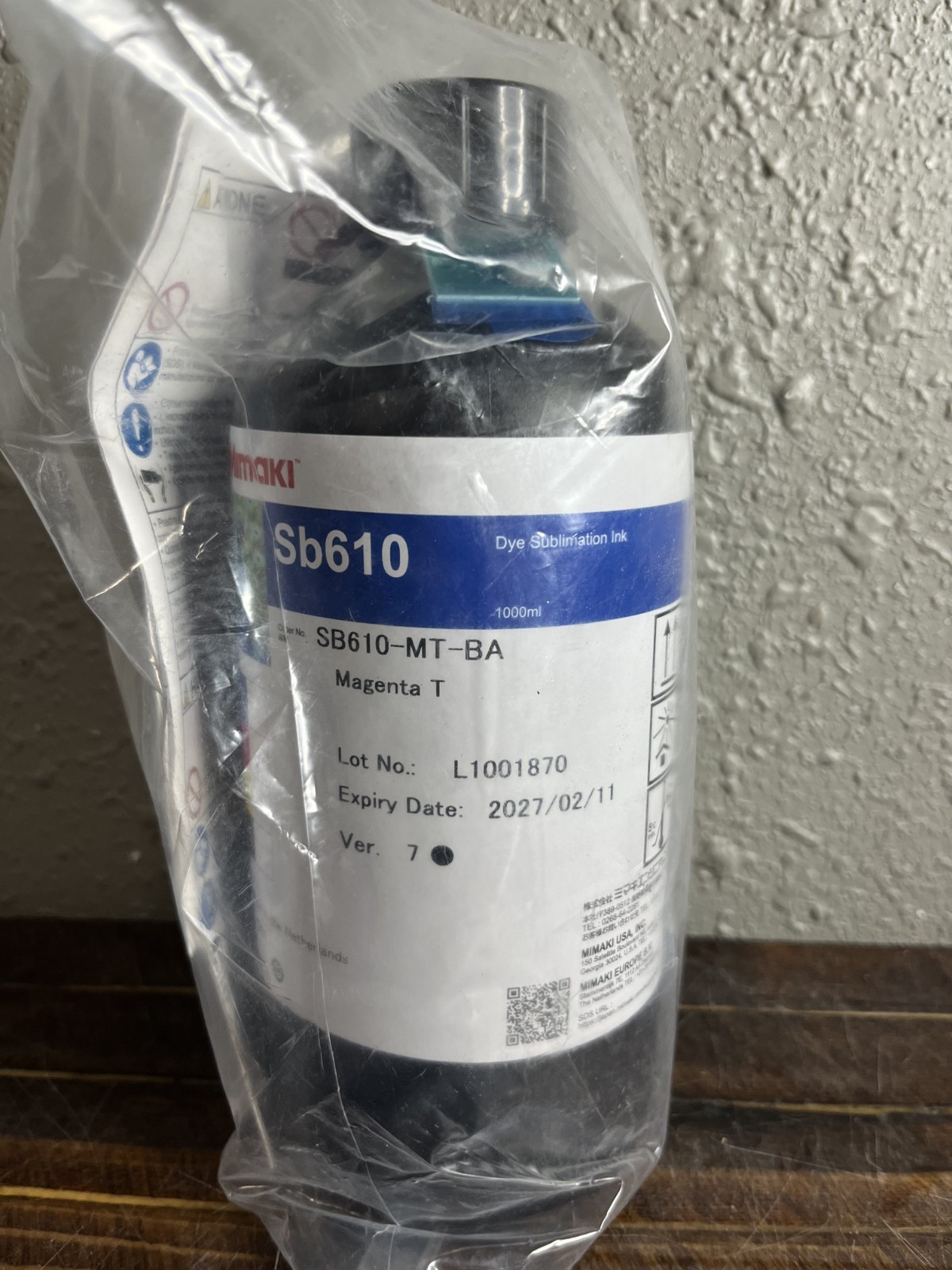 Mimaki Sb610 Dye Sublimation Ink Magenta T 1000ml Bottle SB610-MT-BA Exp 2027