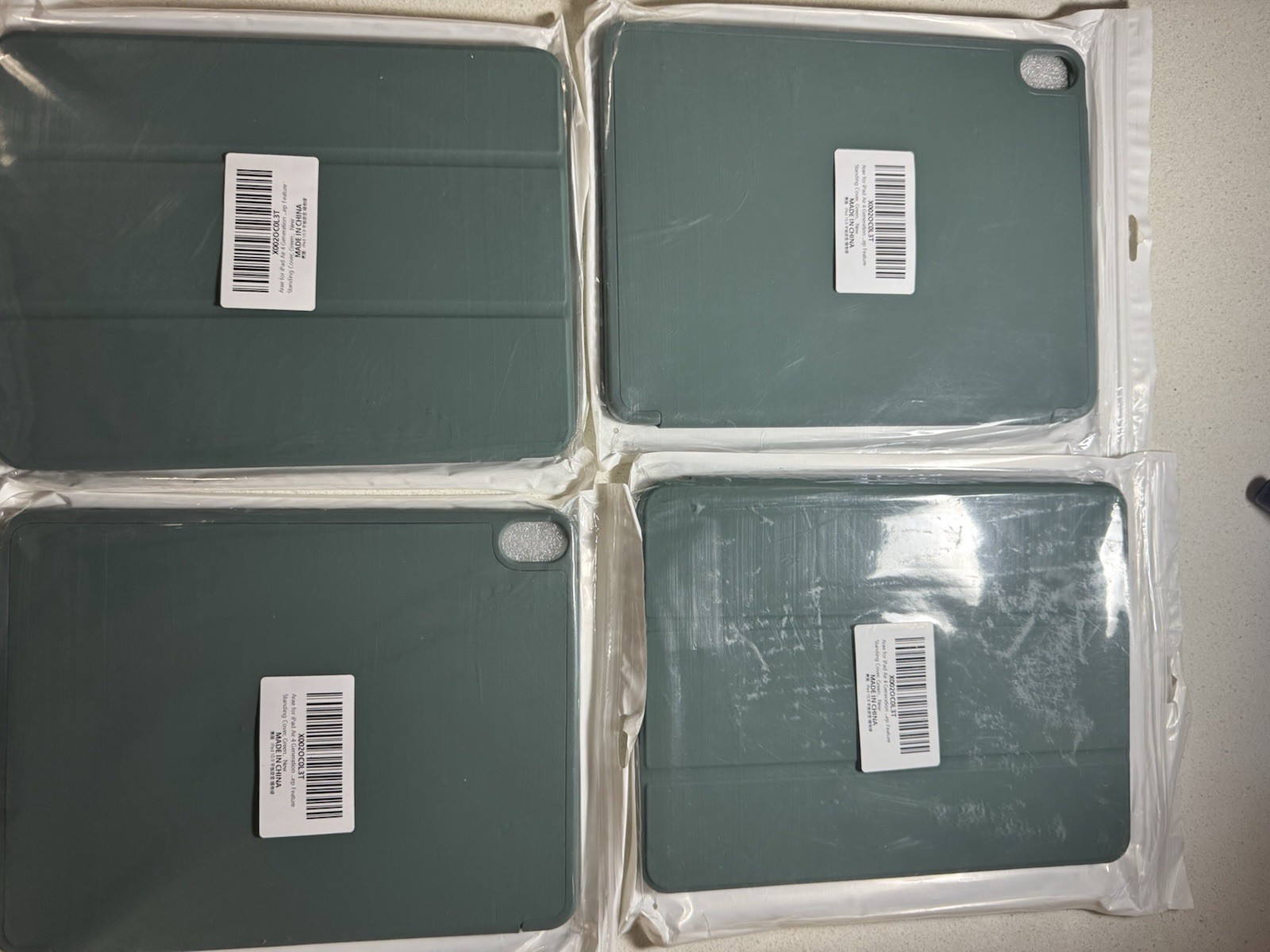 Green Folding Folio Tablet Case with Camera Cutout, Lot of 4