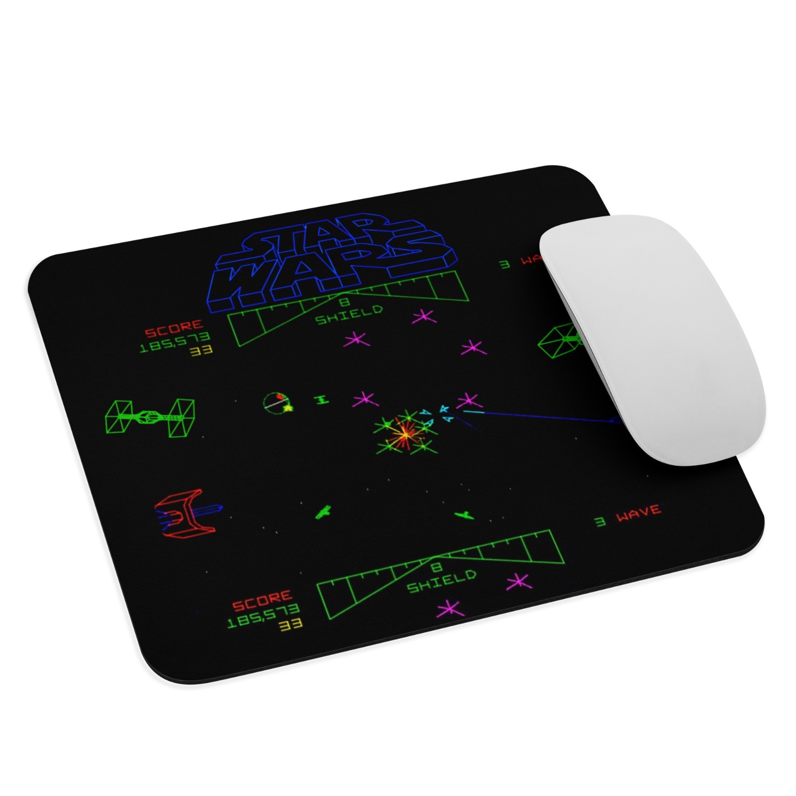 Star Wars 1983 Arcade - Mousepad Retro Vector Wireframe Gaming Mat 9.5"x7.75"